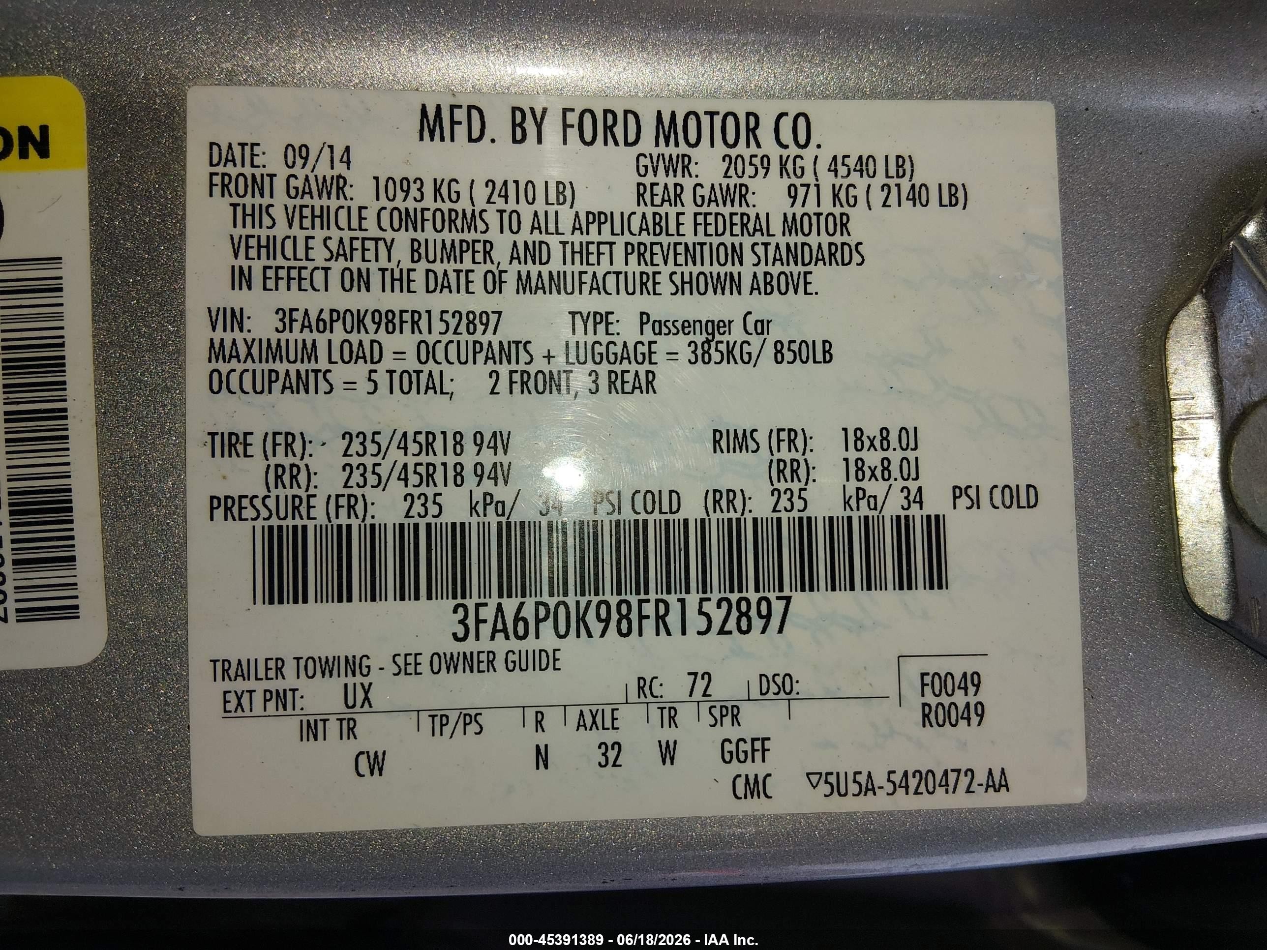2015 Ford Fusion Titanium Серебряный vin: 3FA6P0K98FR152897