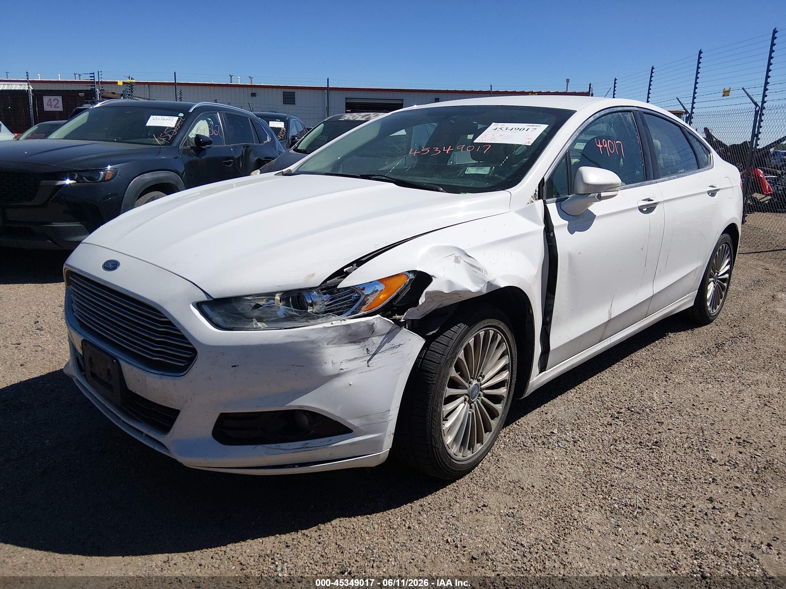 2015 Ford Fusion Titanium White vin: 3FA6P0K98FR268147