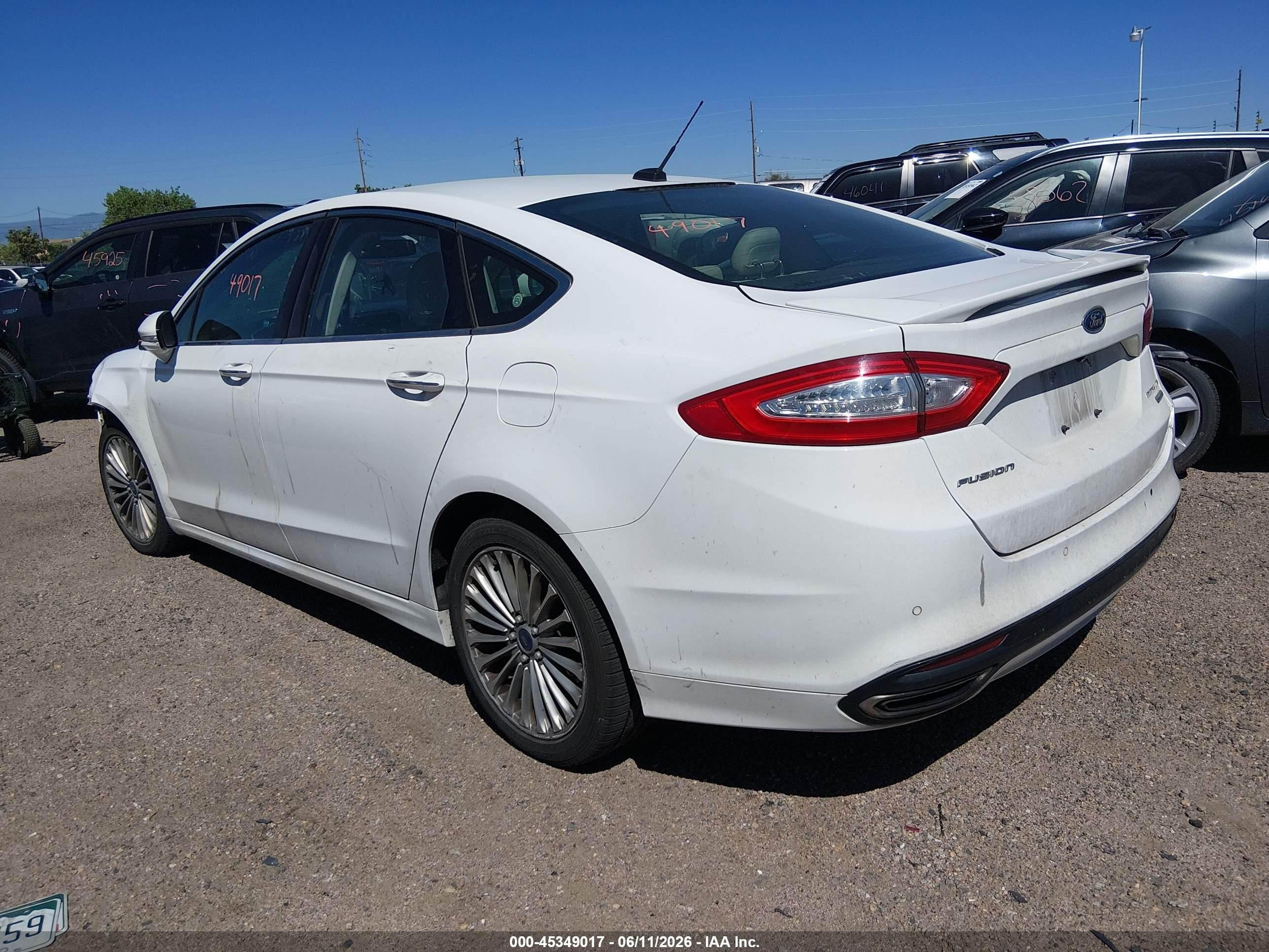 2015 Ford Fusion Titanium White vin: 3FA6P0K98FR268147
