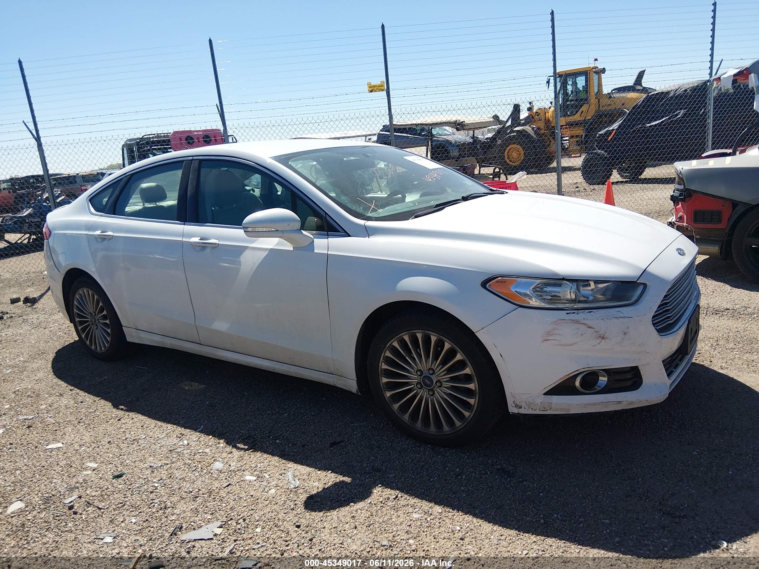 2015 Ford Fusion Titanium White vin: 3FA6P0K98FR268147