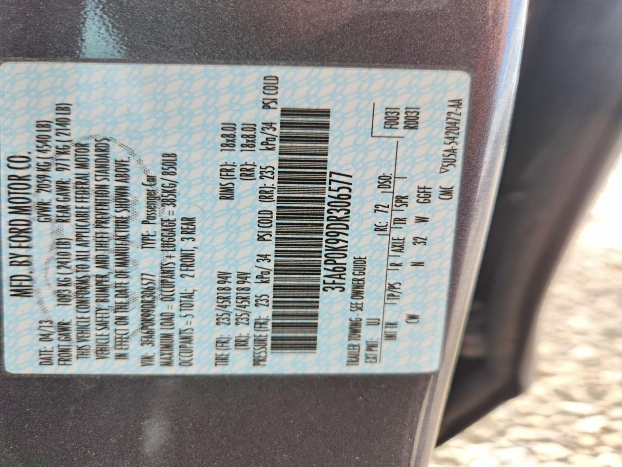 2013 Ford Fusion Titanium Silver vin: 3FA6P0K99DR306577