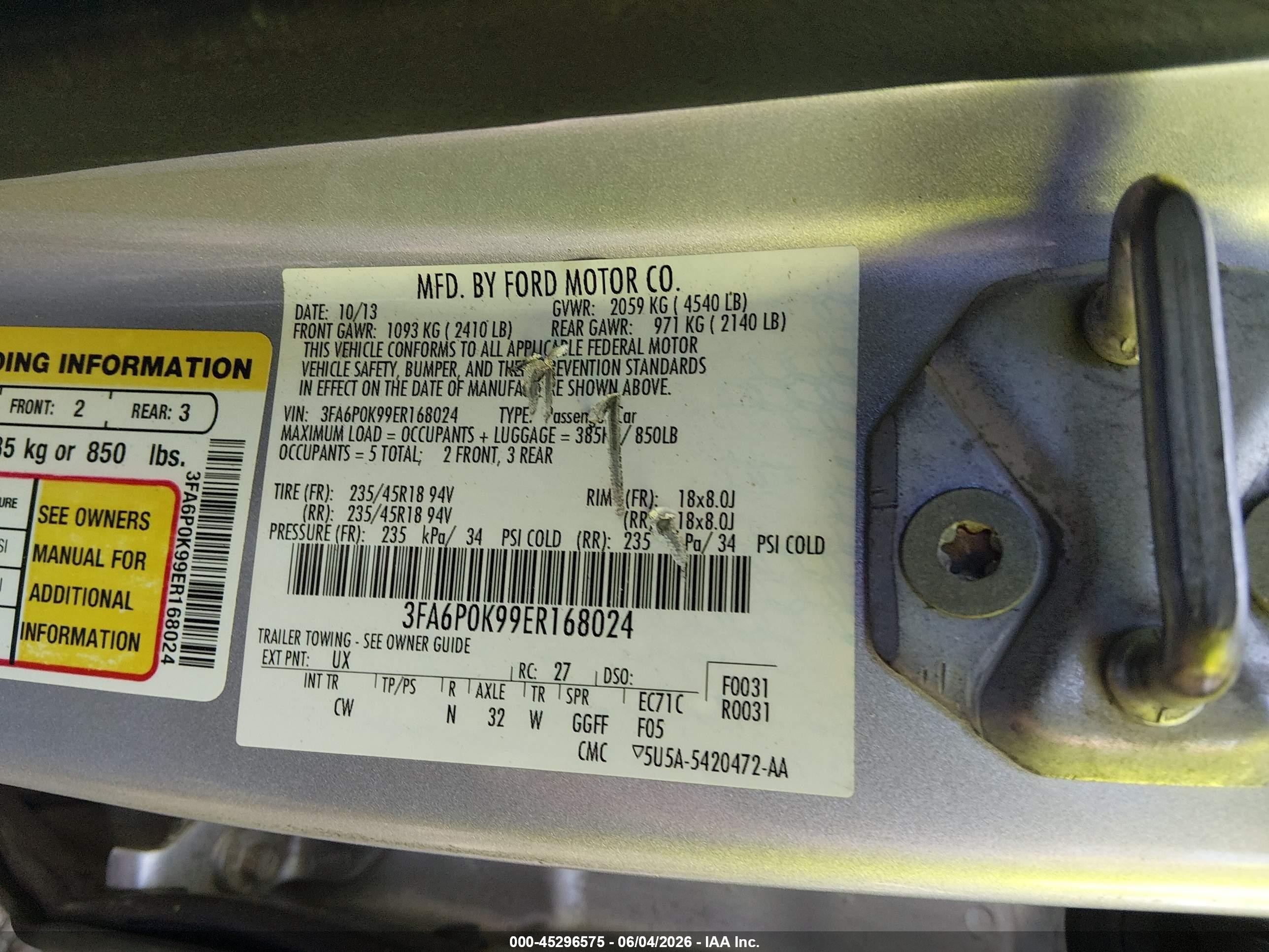 2014 Ford Fusion Titanium Silver vin: 3FA6P0K99ER168024