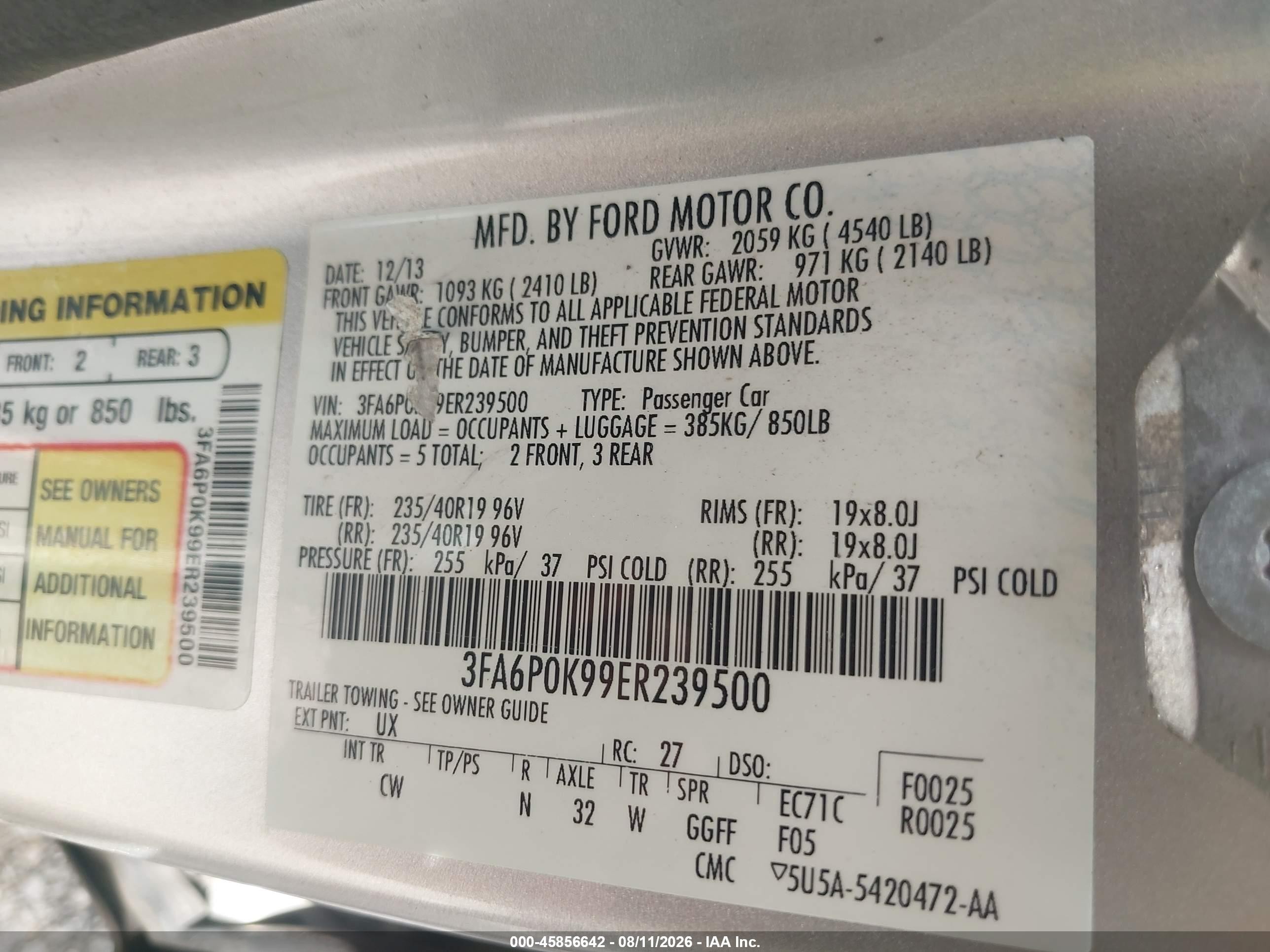 2014 Ford Fusion Titanium Silver vin: 3FA6P0K99ER239500