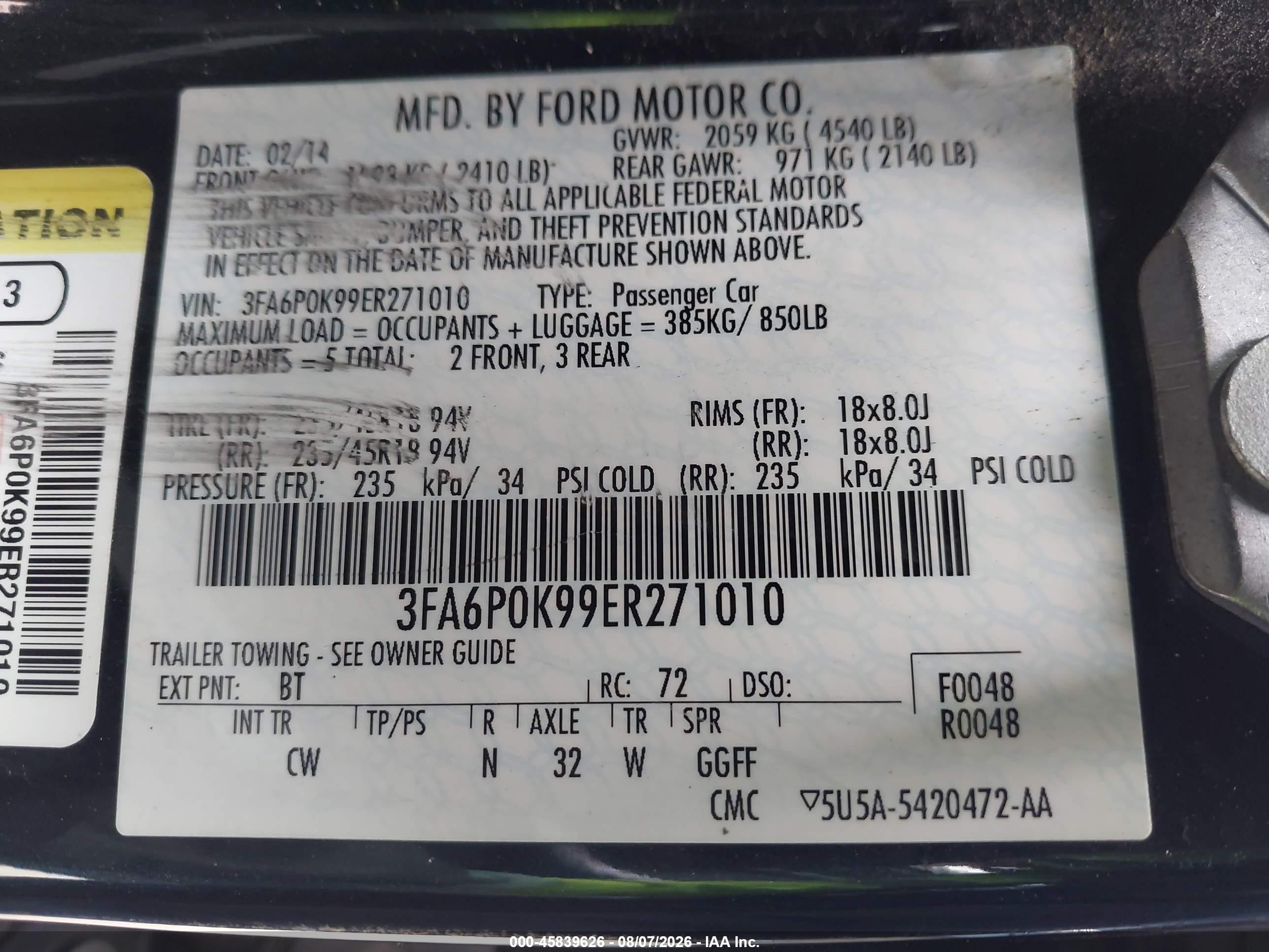2014 Ford Fusion Titanium Black vin: 3FA6P0K99ER271010