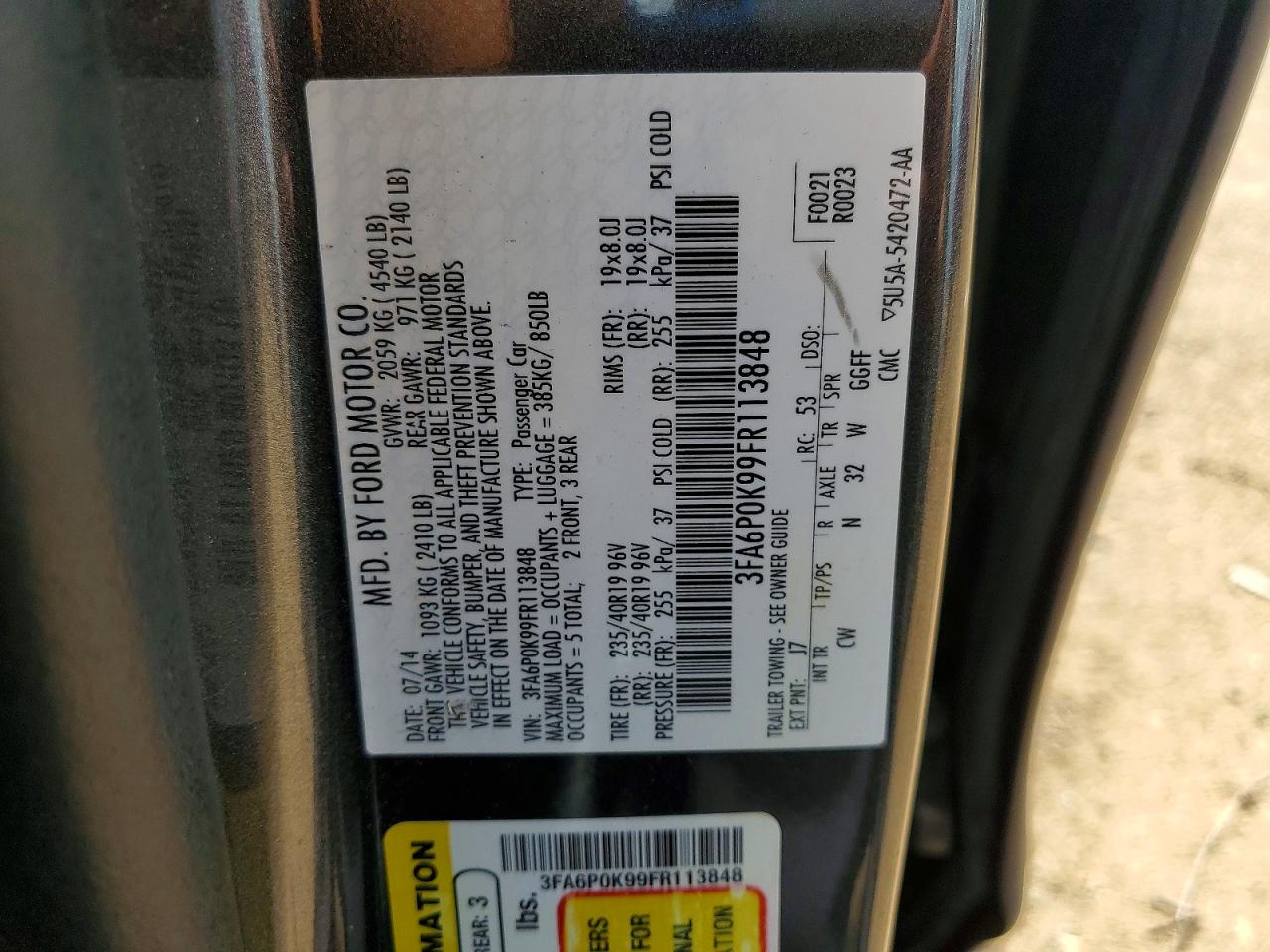2015 Ford Fusion Titanium Gray vin: 3FA6P0K99FR113848