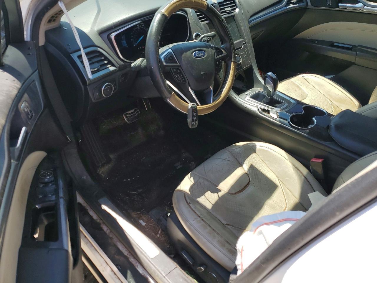2015 Ford Fusion Titanium White vin: 3FA6P0K99FR189201