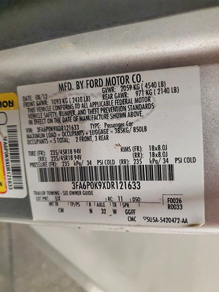 2013 Ford Fusion Titanium Silver vin: 3FA6P0K9XDR121633