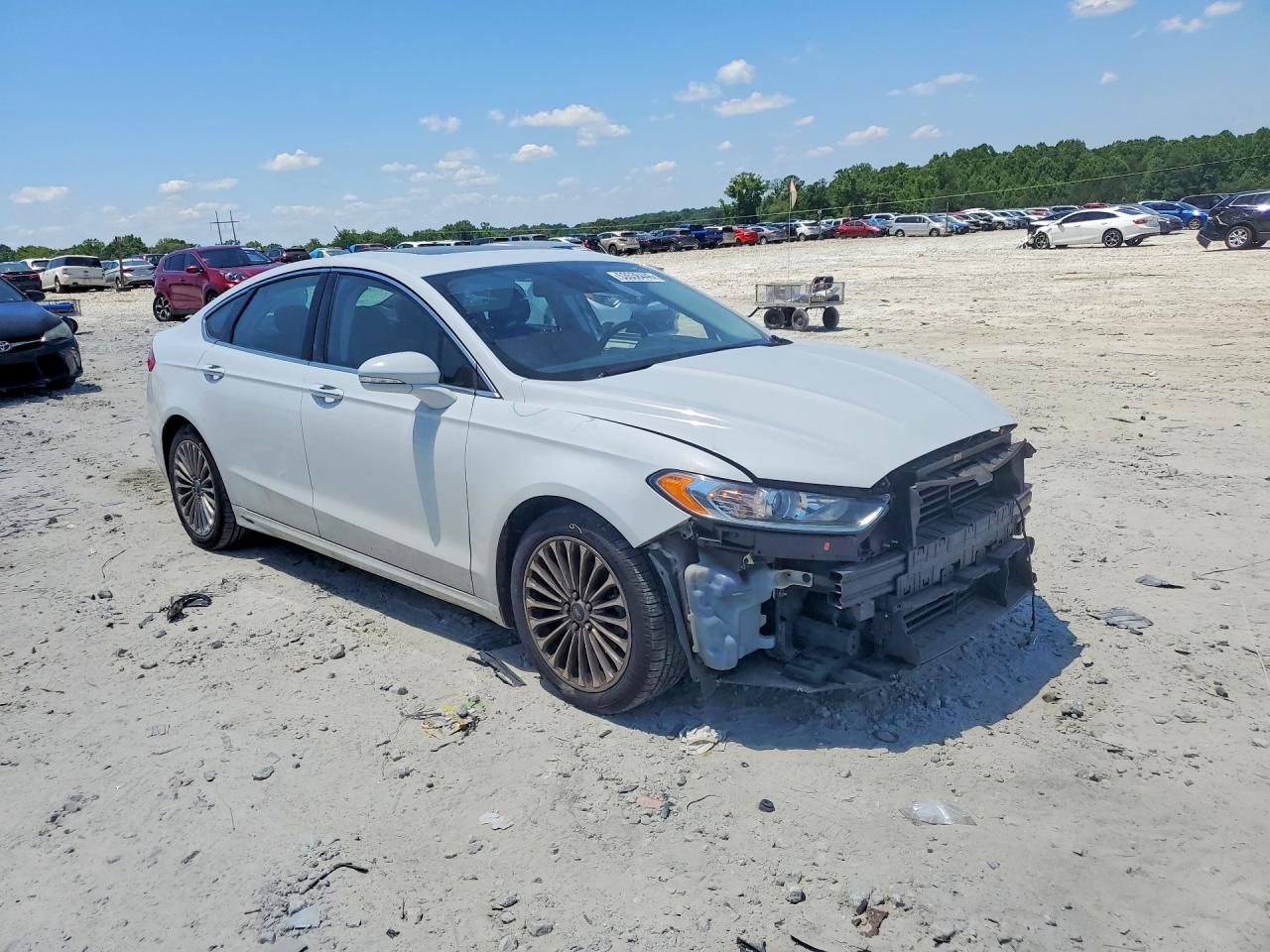 2013 Ford Fusion Titanium White vin: 3FA6P0K9XDR146676