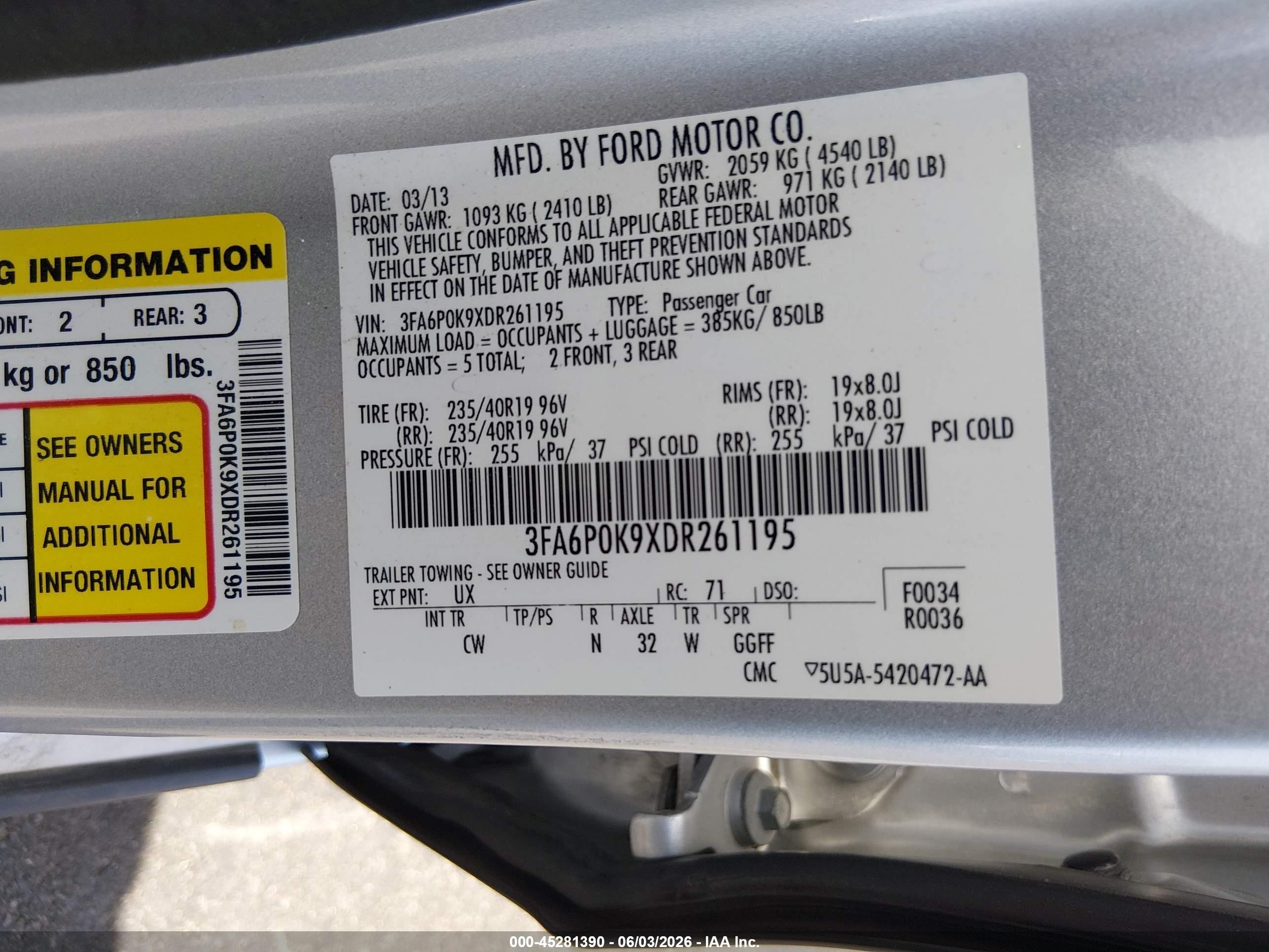 2013 Ford Fusion Titanium Silver vin: 3FA6P0K9XDR261195