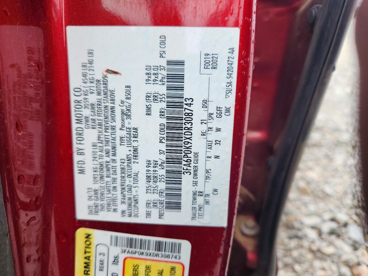 2013 Ford Fusion Titanium Red vin: 3FA6P0K9XDR308743