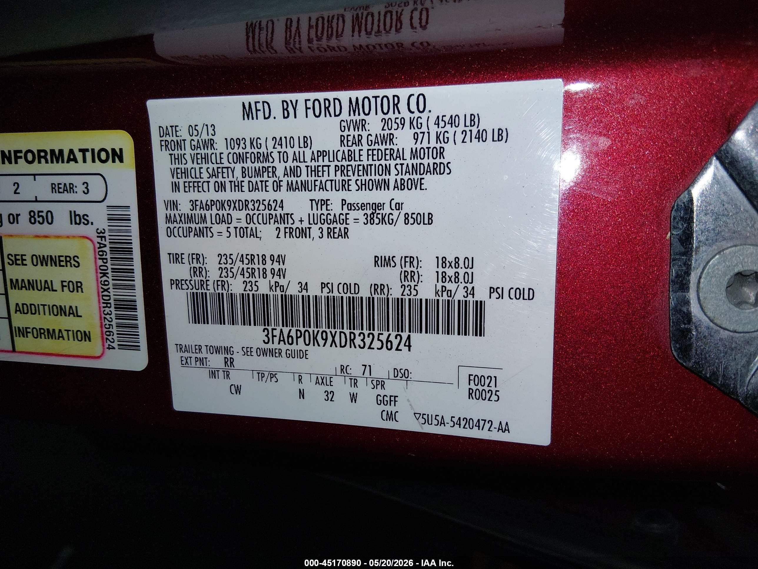 2013 Ford Fusion Titanium Красный vin: 3FA6P0K9XDR325624