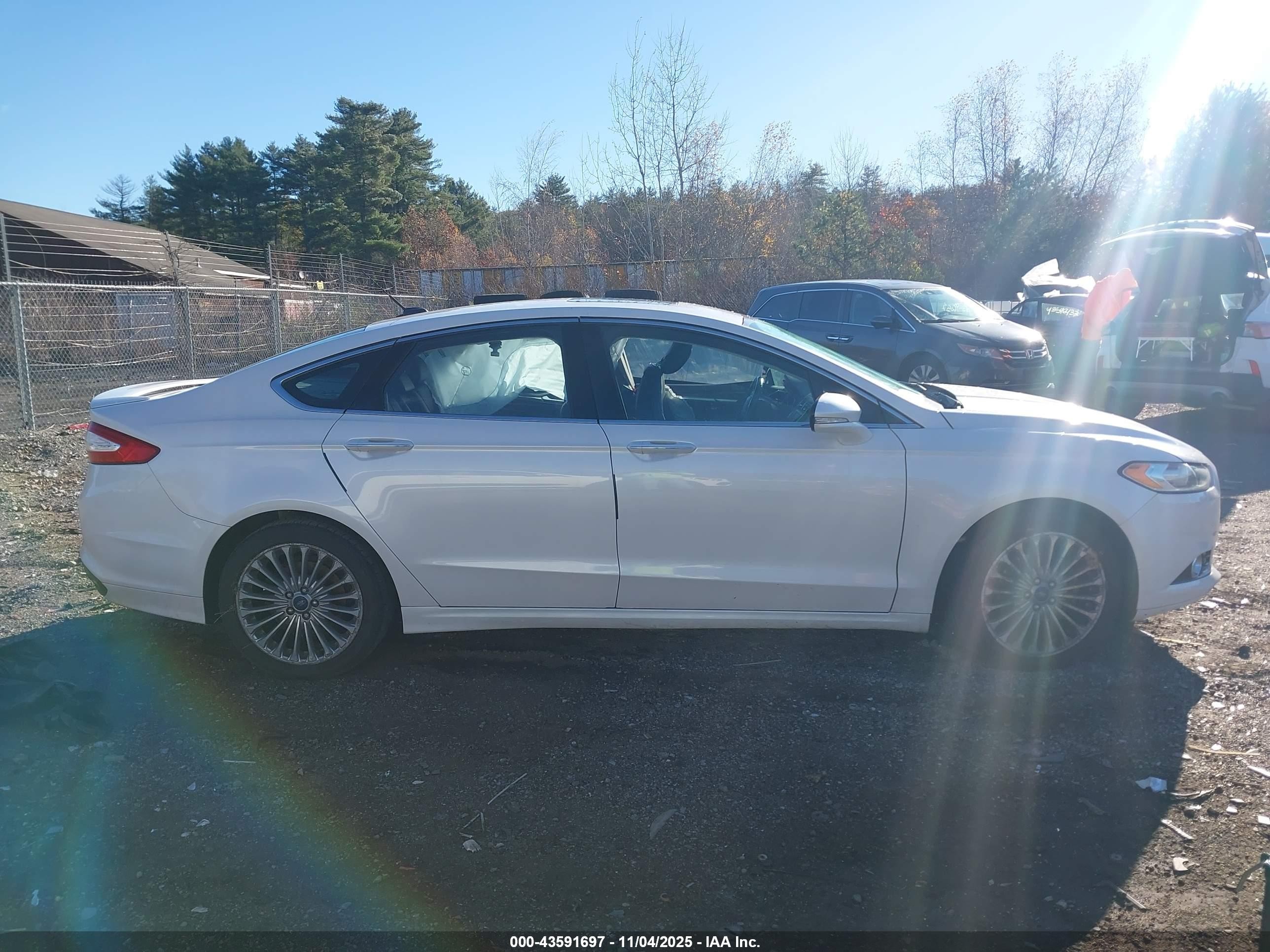 2014 Ford Fusion Titanium White vin: 3FA6P0K9XER261084
