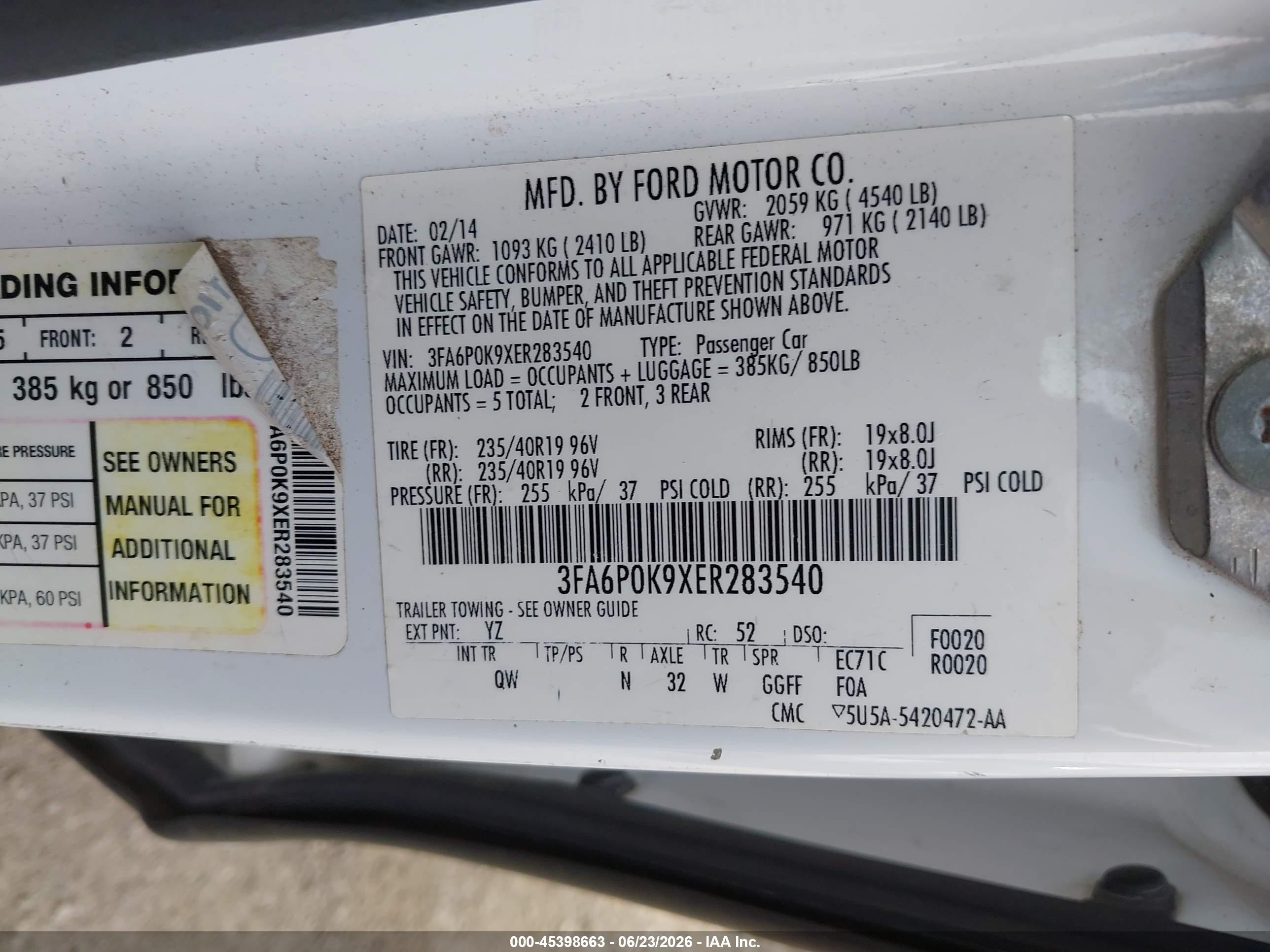 2014 Ford Fusion Titanium White vin: 3FA6P0K9XER283540
