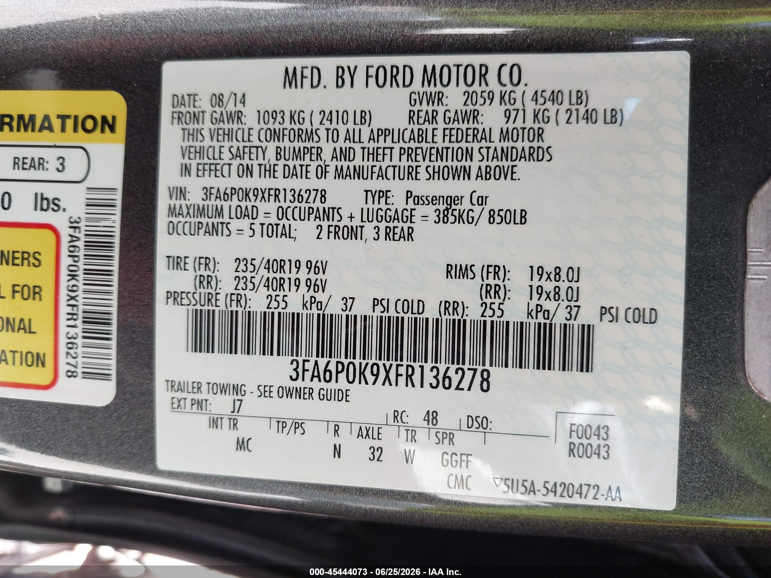 2015 Ford Fusion Titanium Gray vin: 3FA6P0K9XFR136278