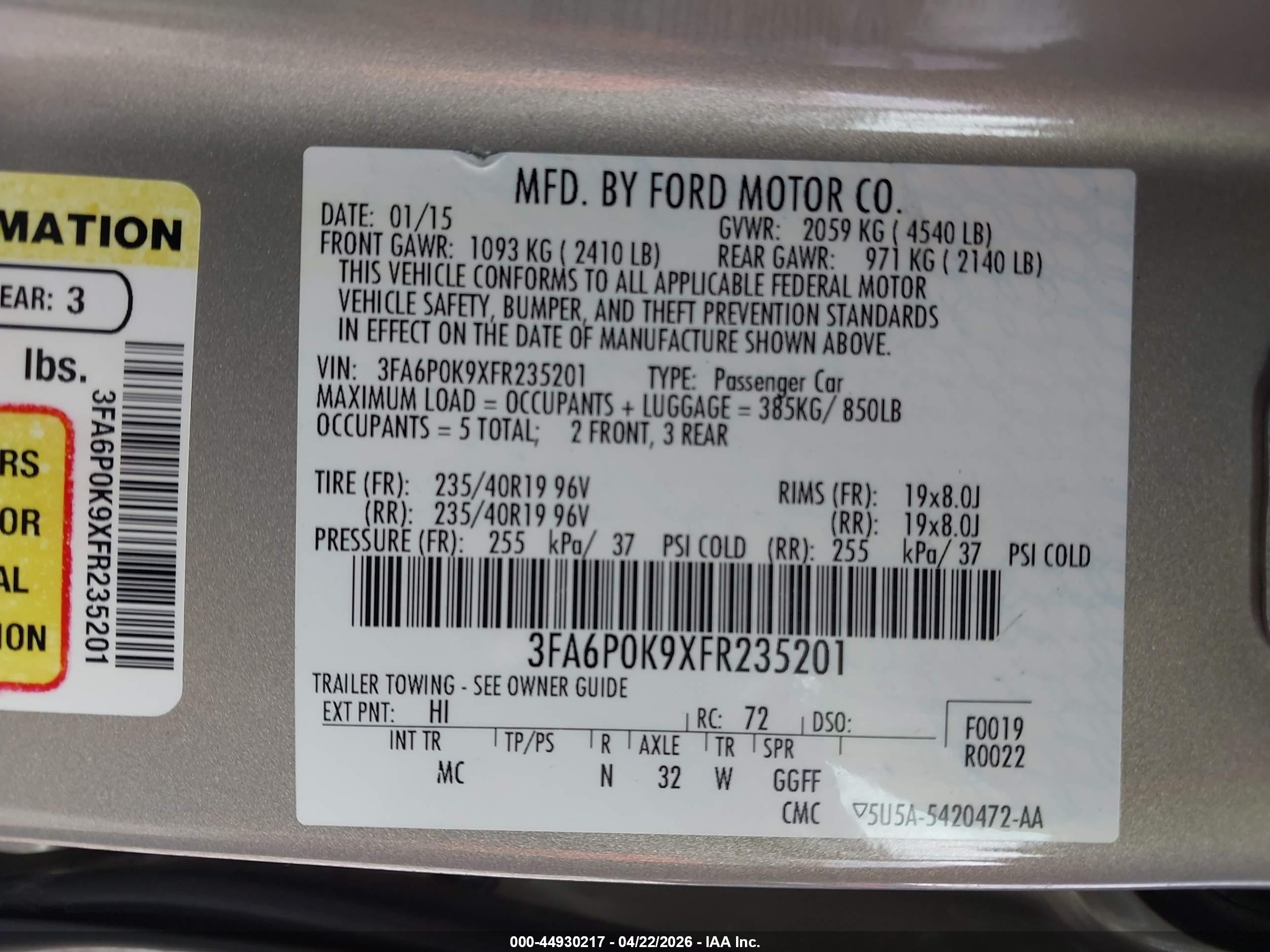 2015 Ford Fusion Titanium Желто-коричневый vin: 3FA6P0K9XFR235201