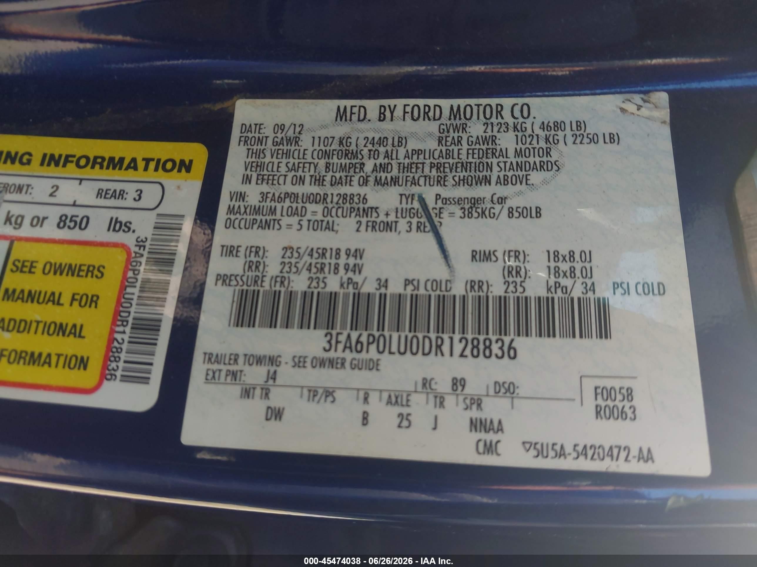 2013 Ford Fusion Hybrid Se Синий vin: 3FA6P0LU0DR128836