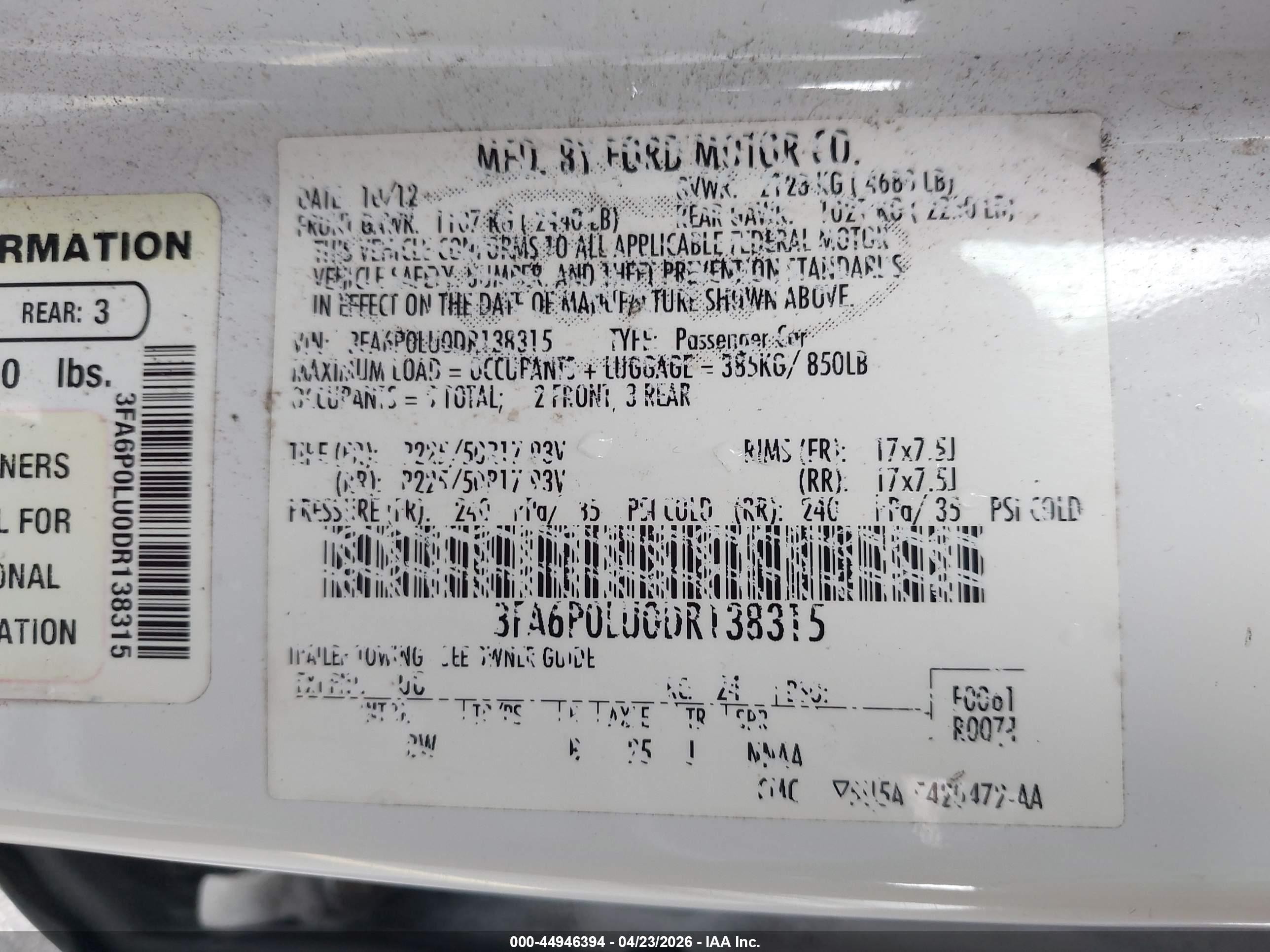 2013 Ford Fusion Hybrid Se White vin: 3FA6P0LU0DR138315