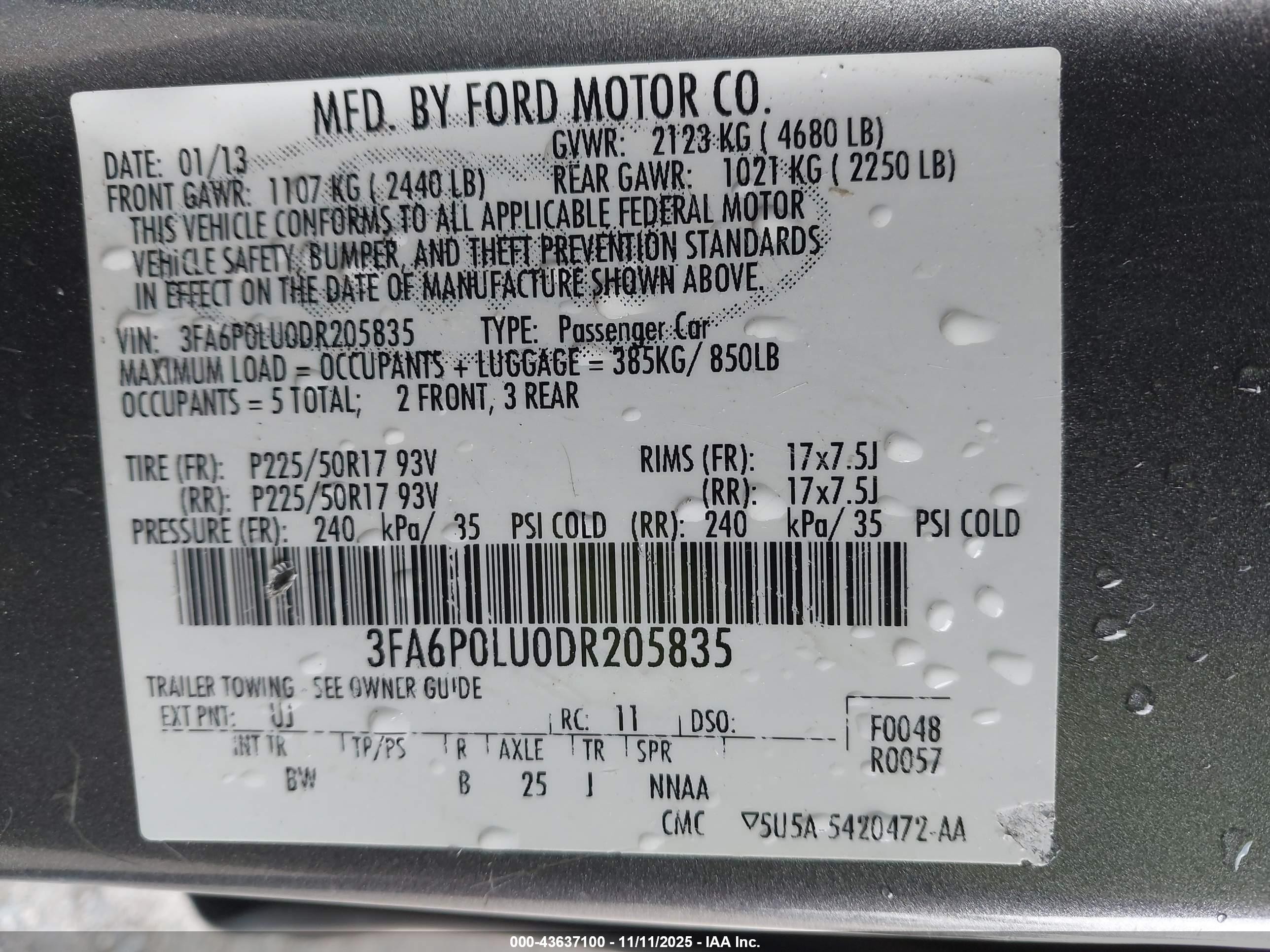 2013 Ford Fusion Hybrid Se Gray vin: 3FA6P0LU0DR205835