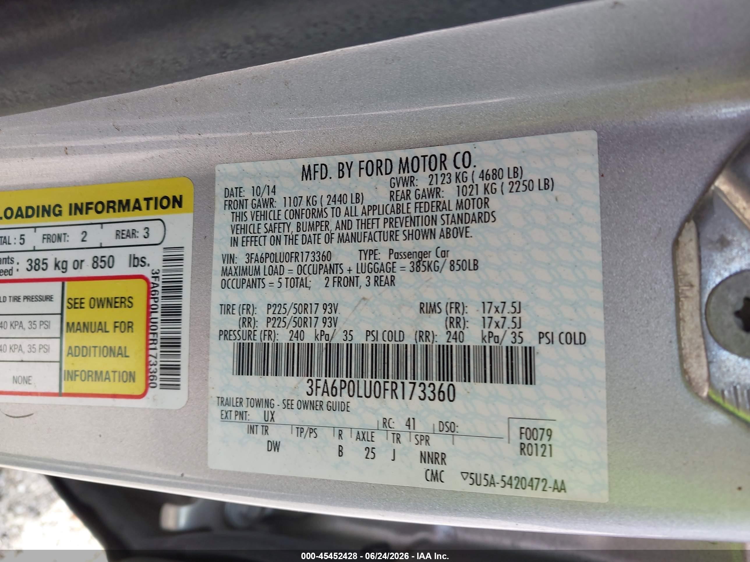 2015 Ford Fusion Hybrid Se Silver vin: 3FA6P0LU0FR173360
