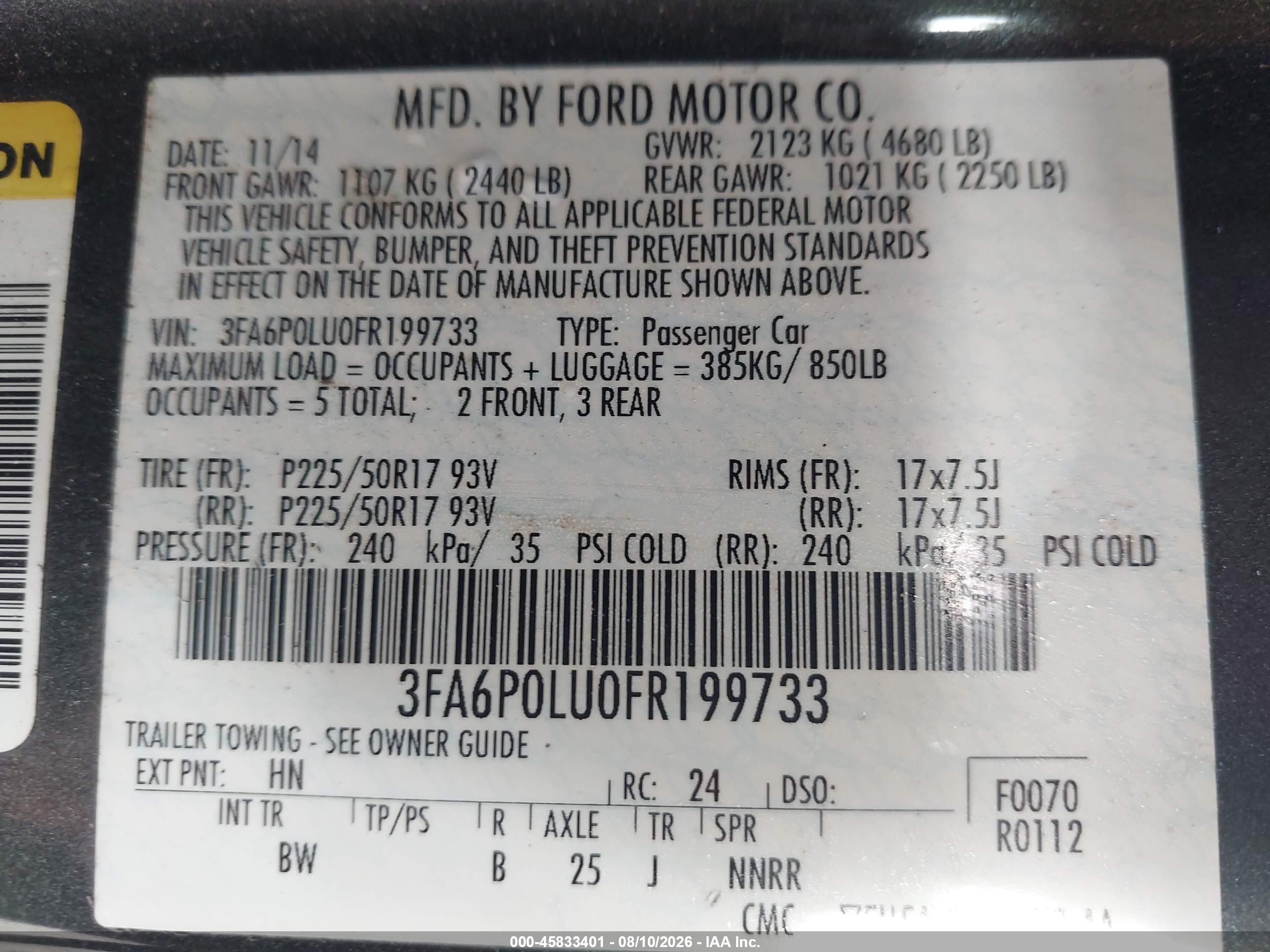 2015 Ford Fusion Hybrid Se Gray vin: 3FA6P0LU0FR199733