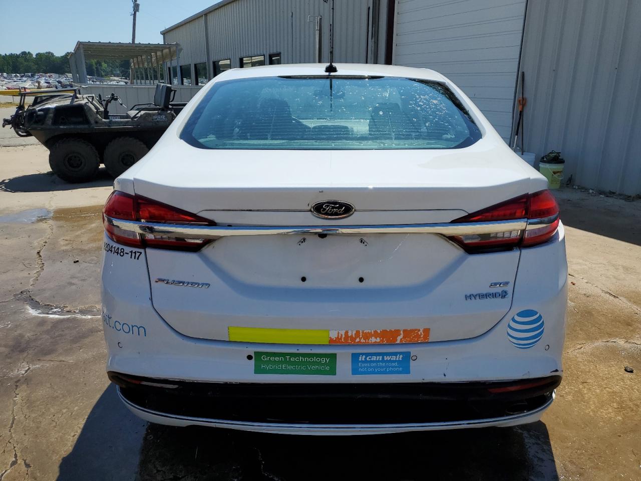 2017 Ford Fusion Se Hybrid White vin: 3FA6P0LU0HR409122 Damage: Deck Lid, Heavy Scratch, 1 to 2 inches