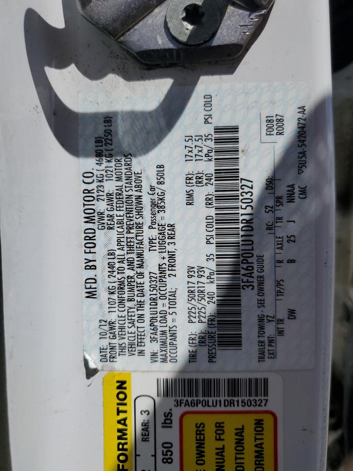 2013 Ford Fusion Se Hybrid White vin: 3FA6P0LU1DR150327