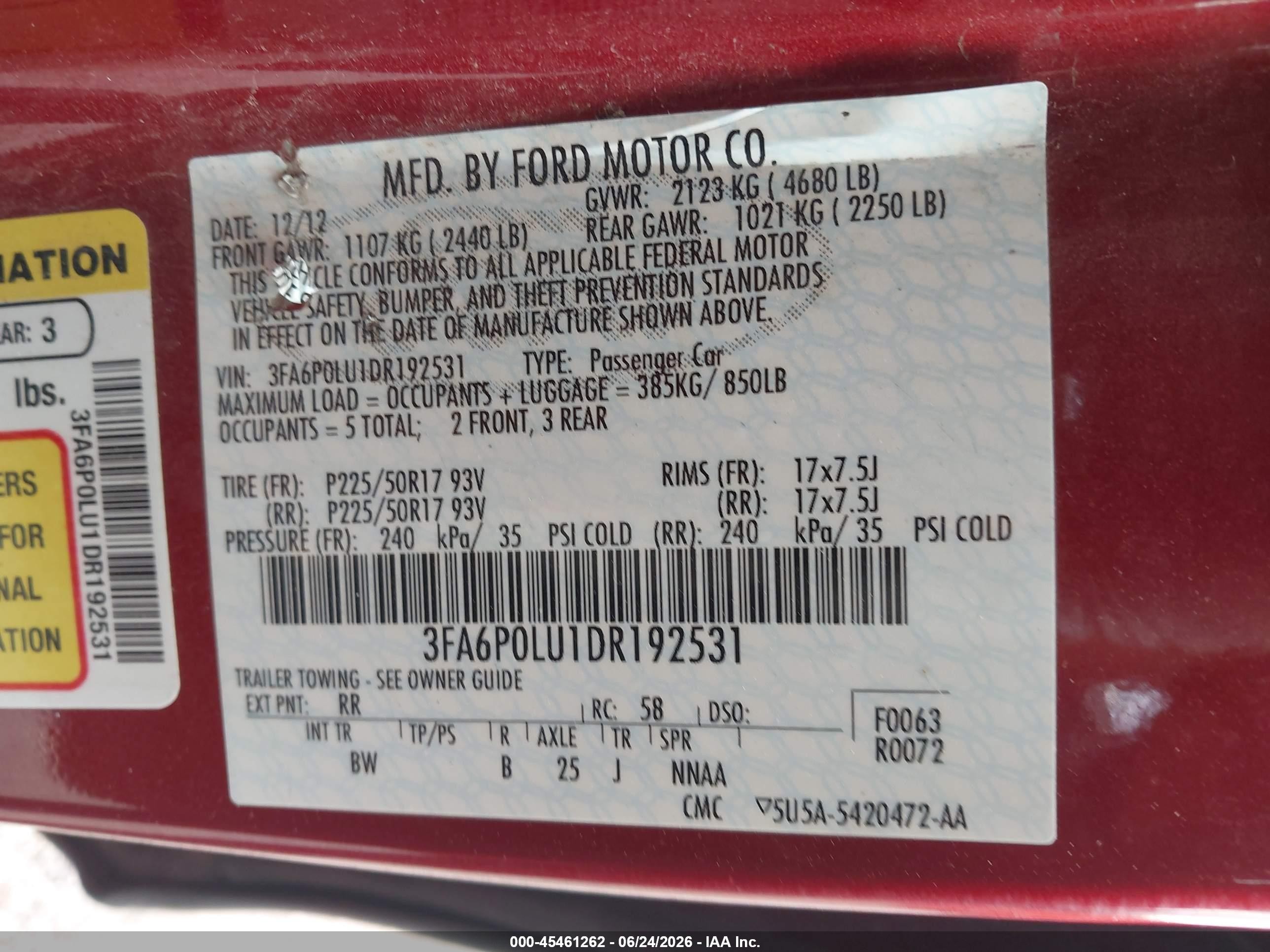 2013 Ford Fusion Hybrid Se Red vin: 3FA6P0LU1DR192531