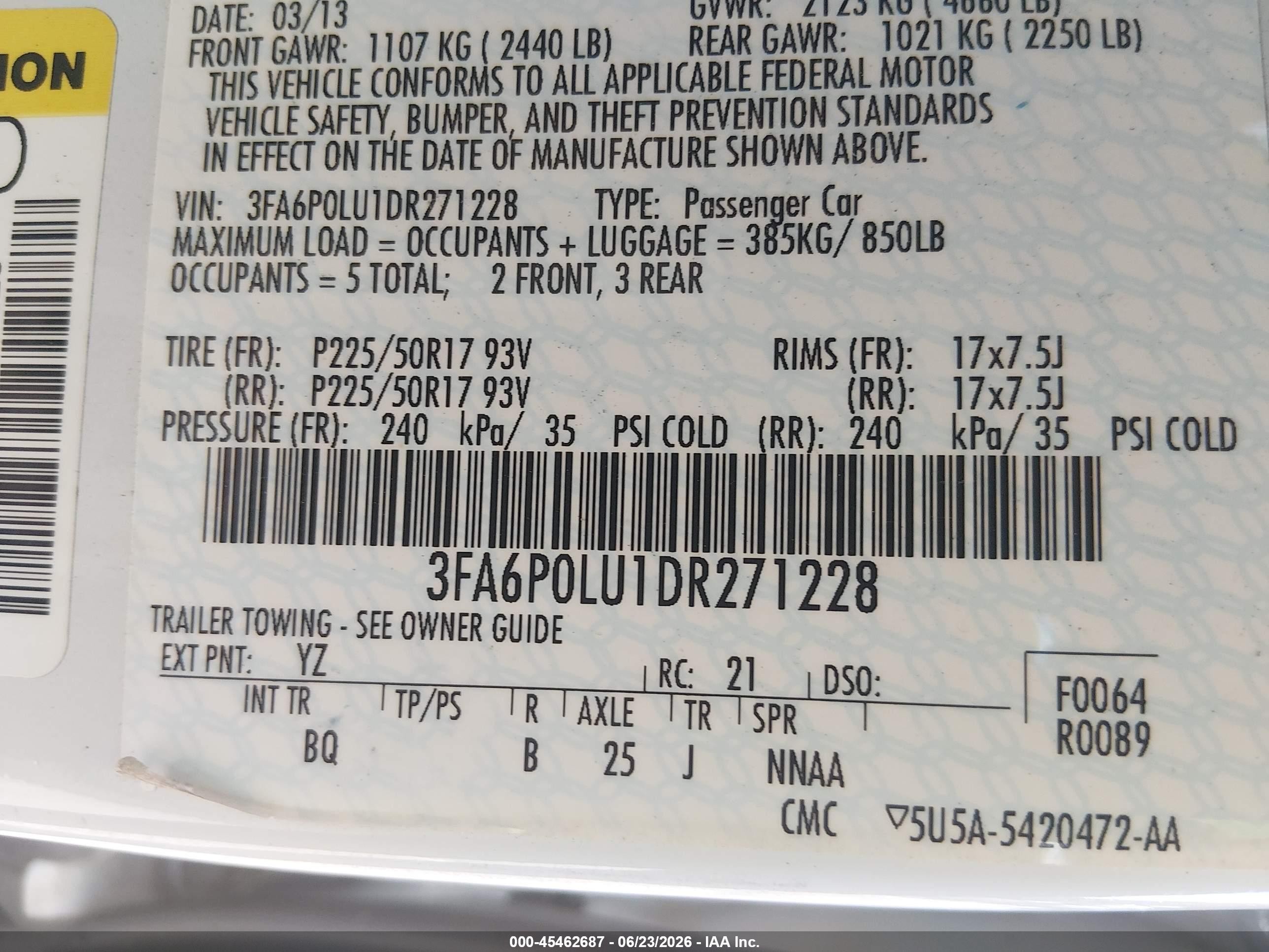 2013 Ford Fusion Hybrid Se White vin: 3FA6P0LU1DR271228