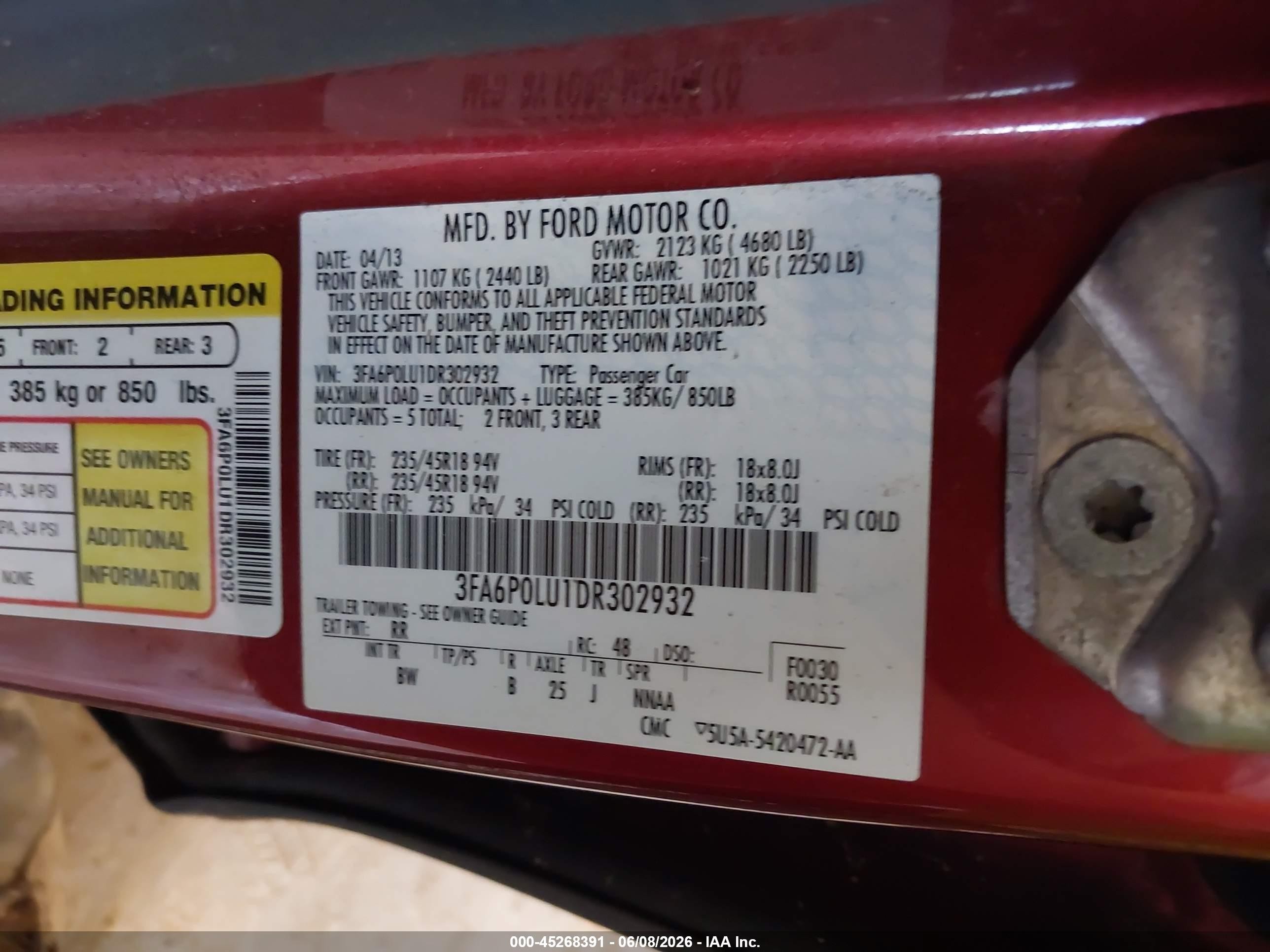 2013 Ford Fusion Hybrid Se Красный vin: 3FA6P0LU1DR302932