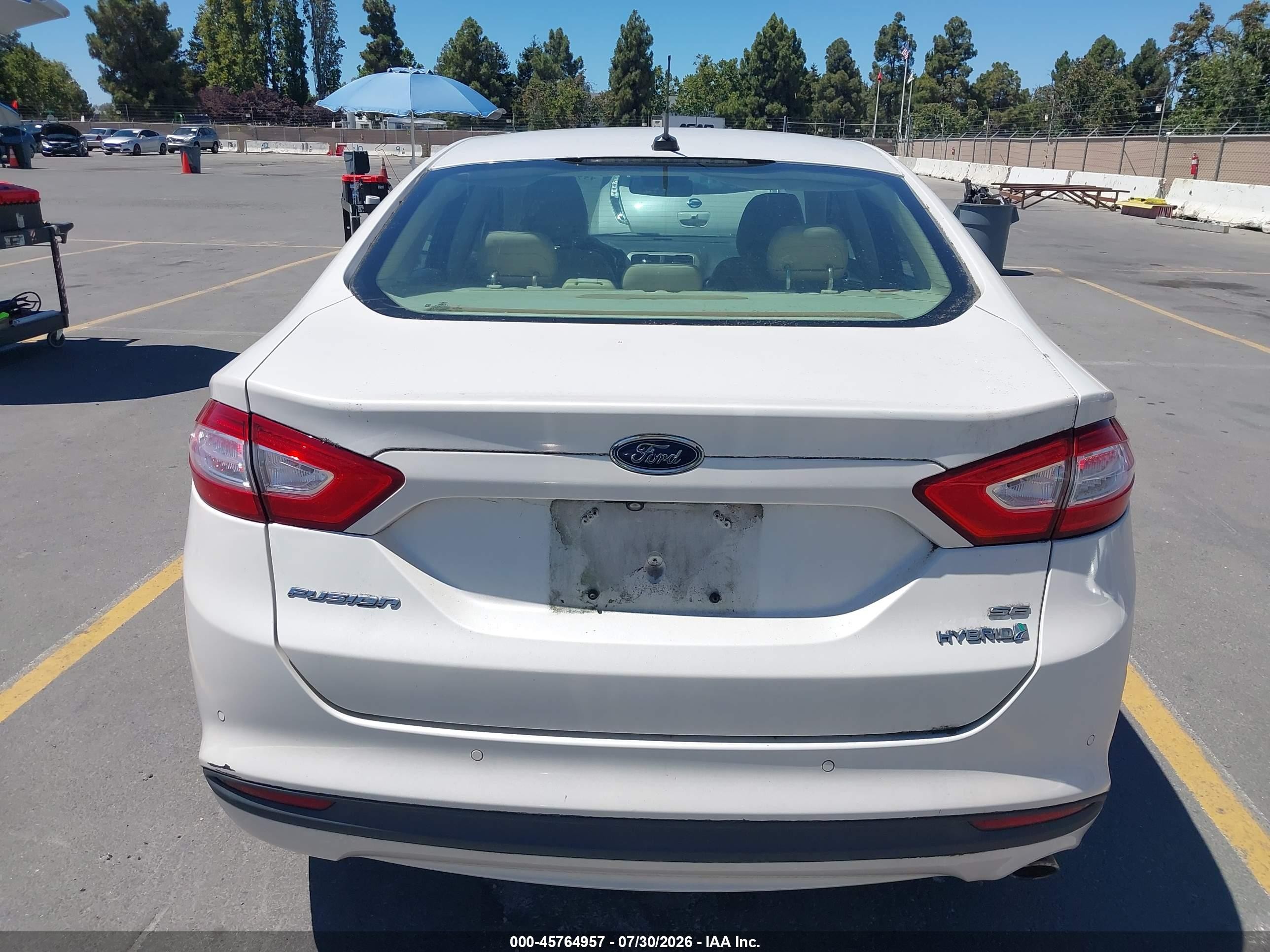 2014 Ford Fusion Hybrid Se White vin: 3FA6P0LU1ER169896