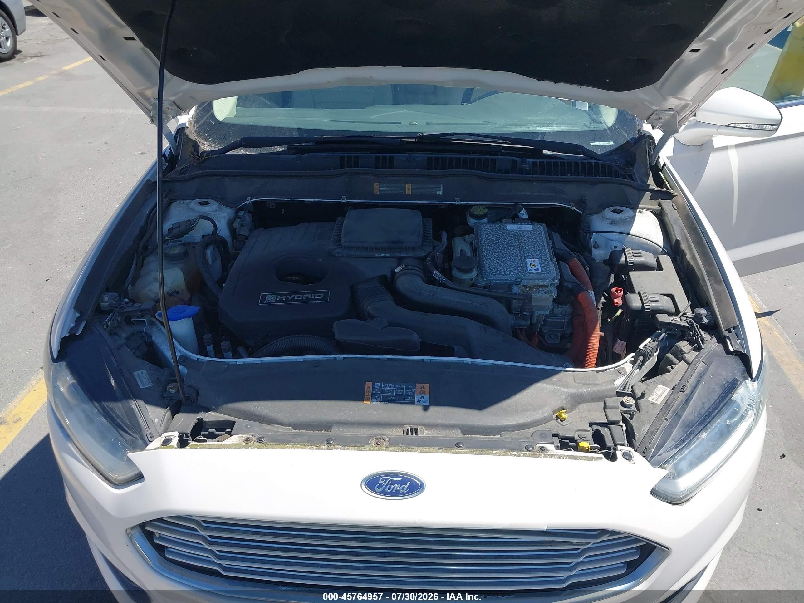2014 Ford Fusion Hybrid Se White vin: 3FA6P0LU1ER169896