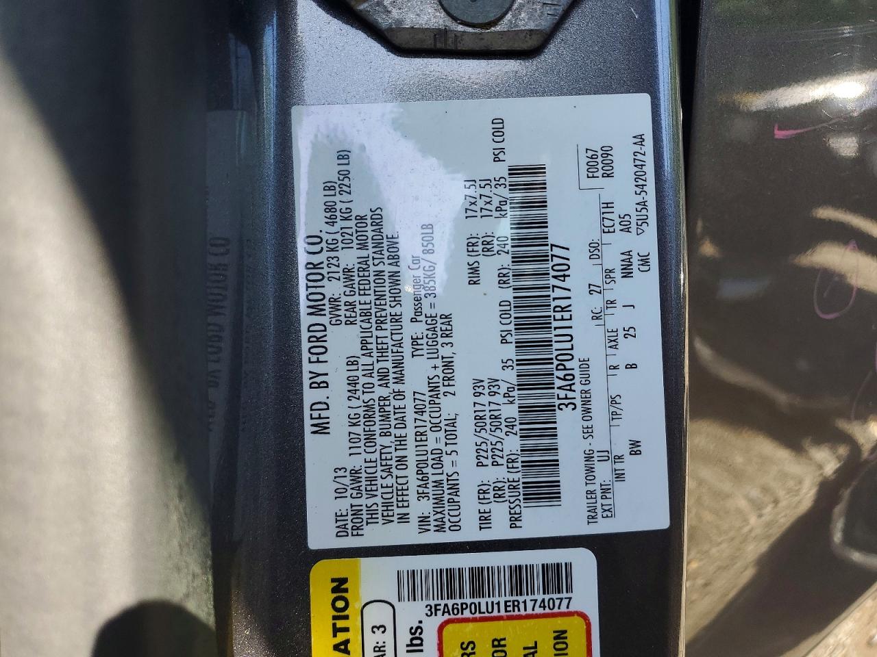 2014 Ford Fusion Se Hybrid Gray vin: 3FA6P0LU1ER174077