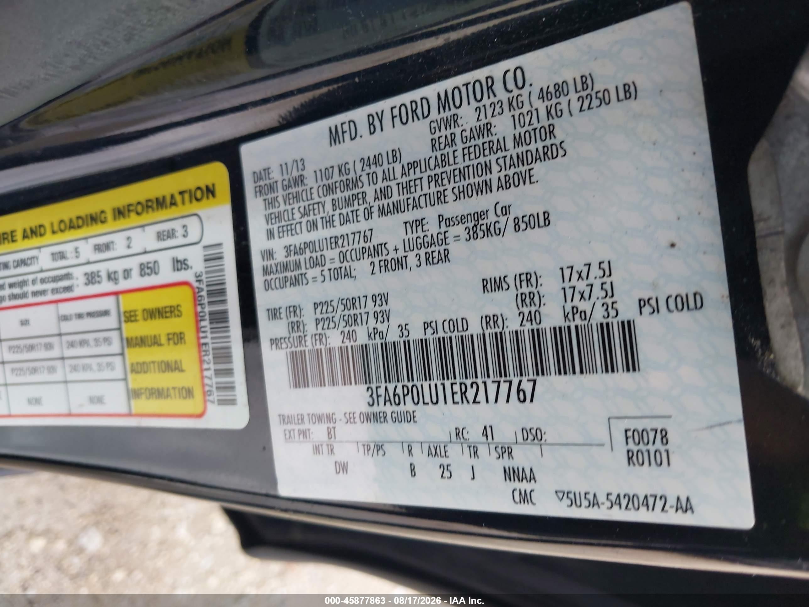 2014 Ford Fusion Hybrid Se Black vin: 3FA6P0LU1ER217767
