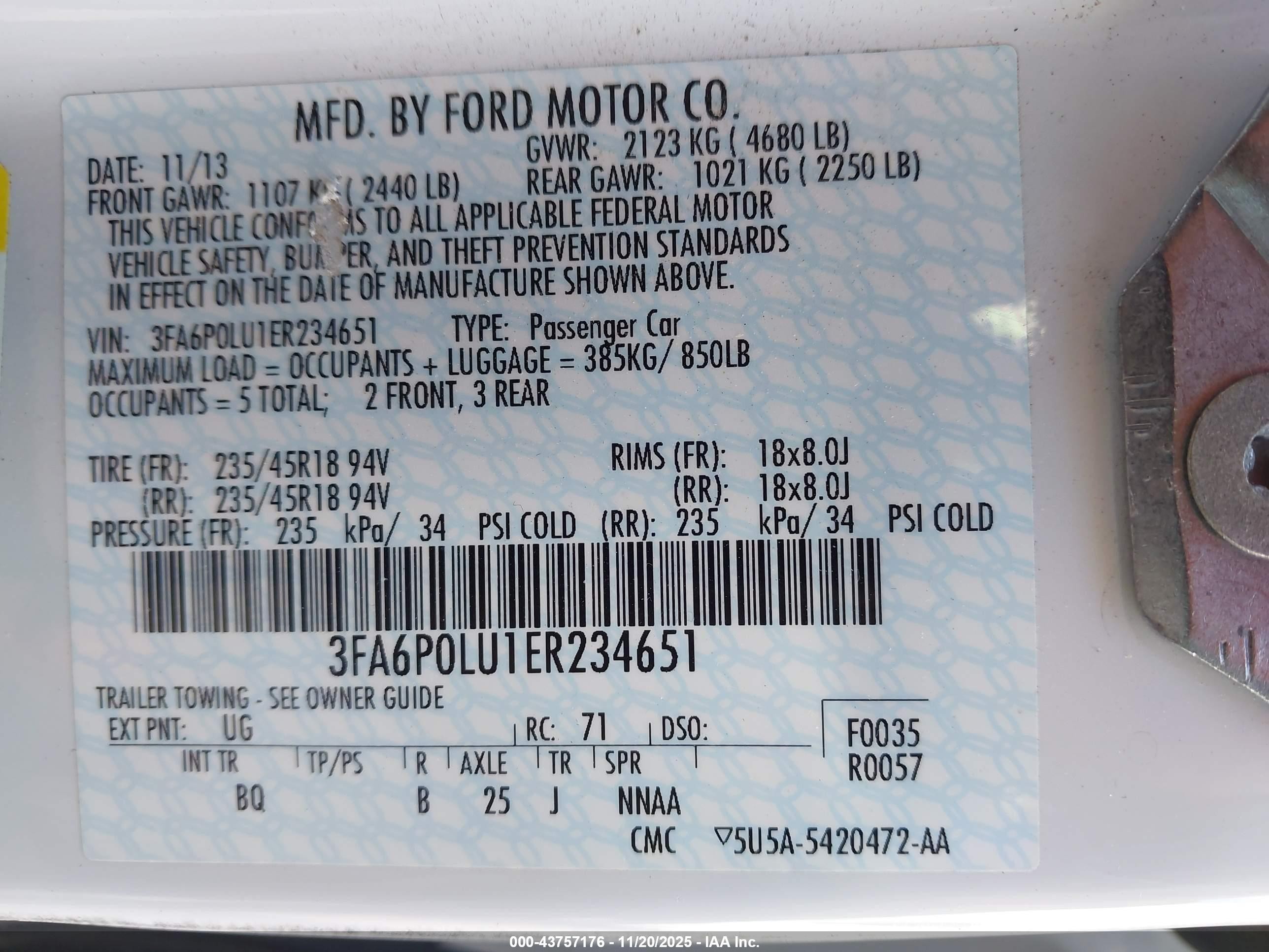 2014 Ford Fusion Hybrid Se White vin: 3FA6P0LU1ER234651