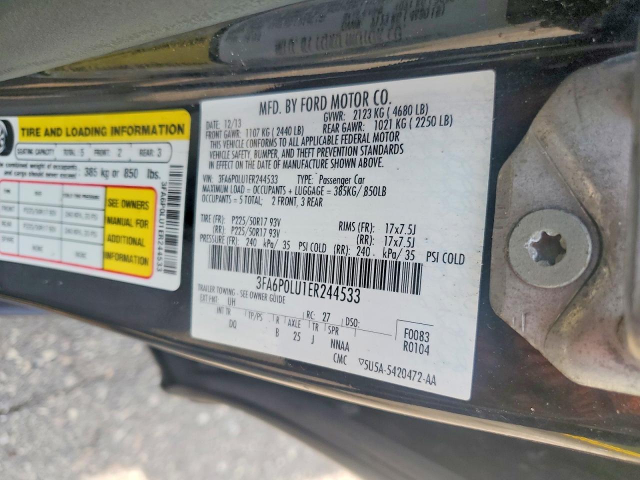 2014 Ford Fusion Se Hybrid Black vin: 3FA6P0LU1ER244533
