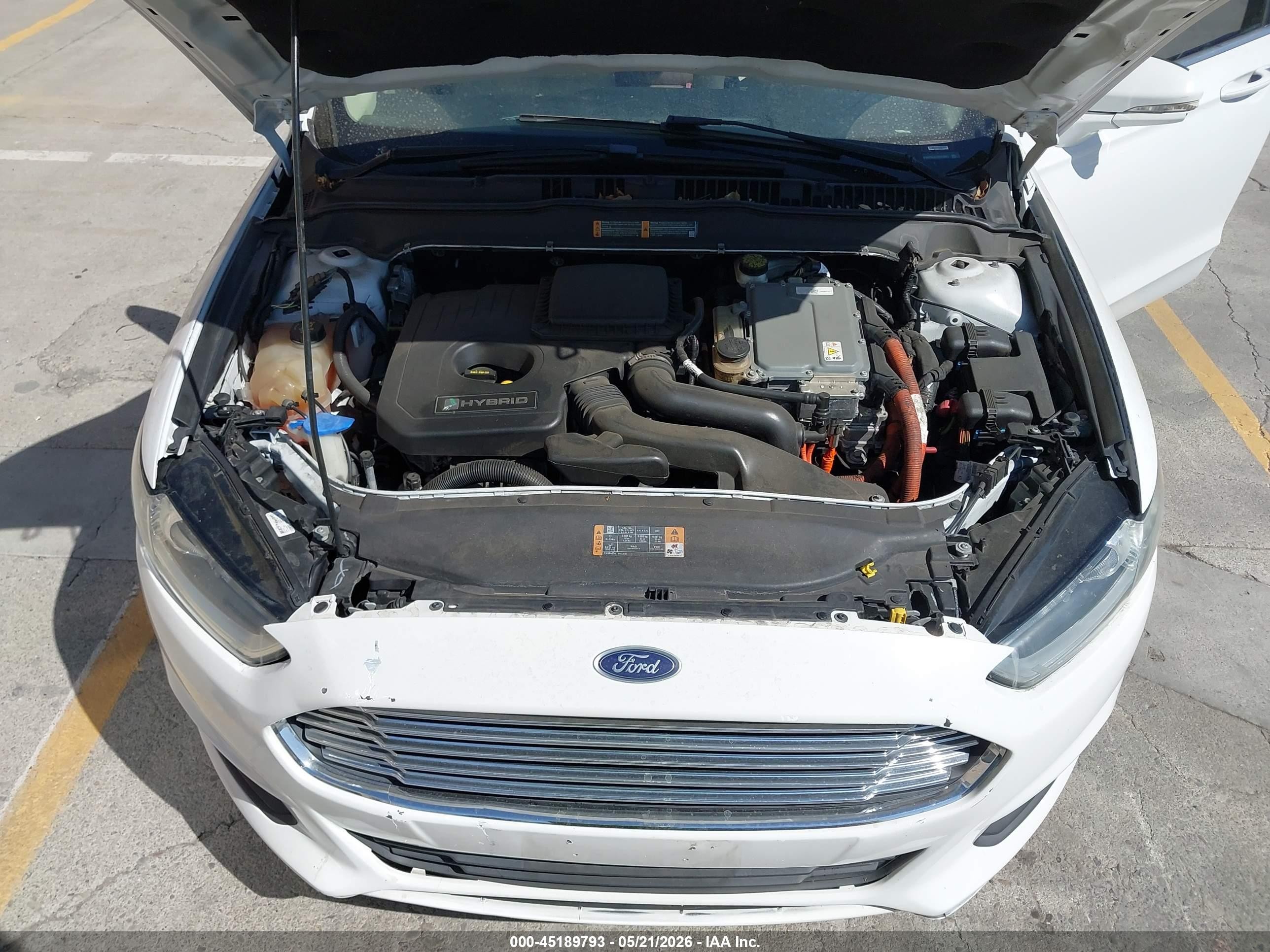 2014 Ford Fusion Hybrid Se White vin: 3FA6P0LU1ER319621