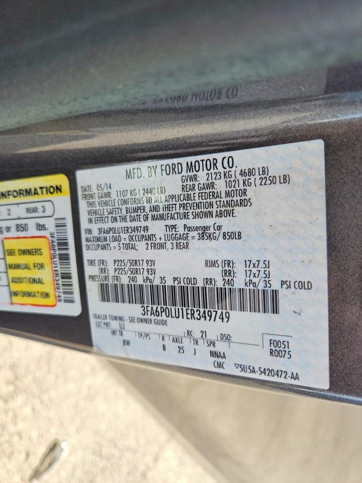 2014 Ford Fusion Se Hybrid Gray vin: 3FA6P0LU1ER349749
