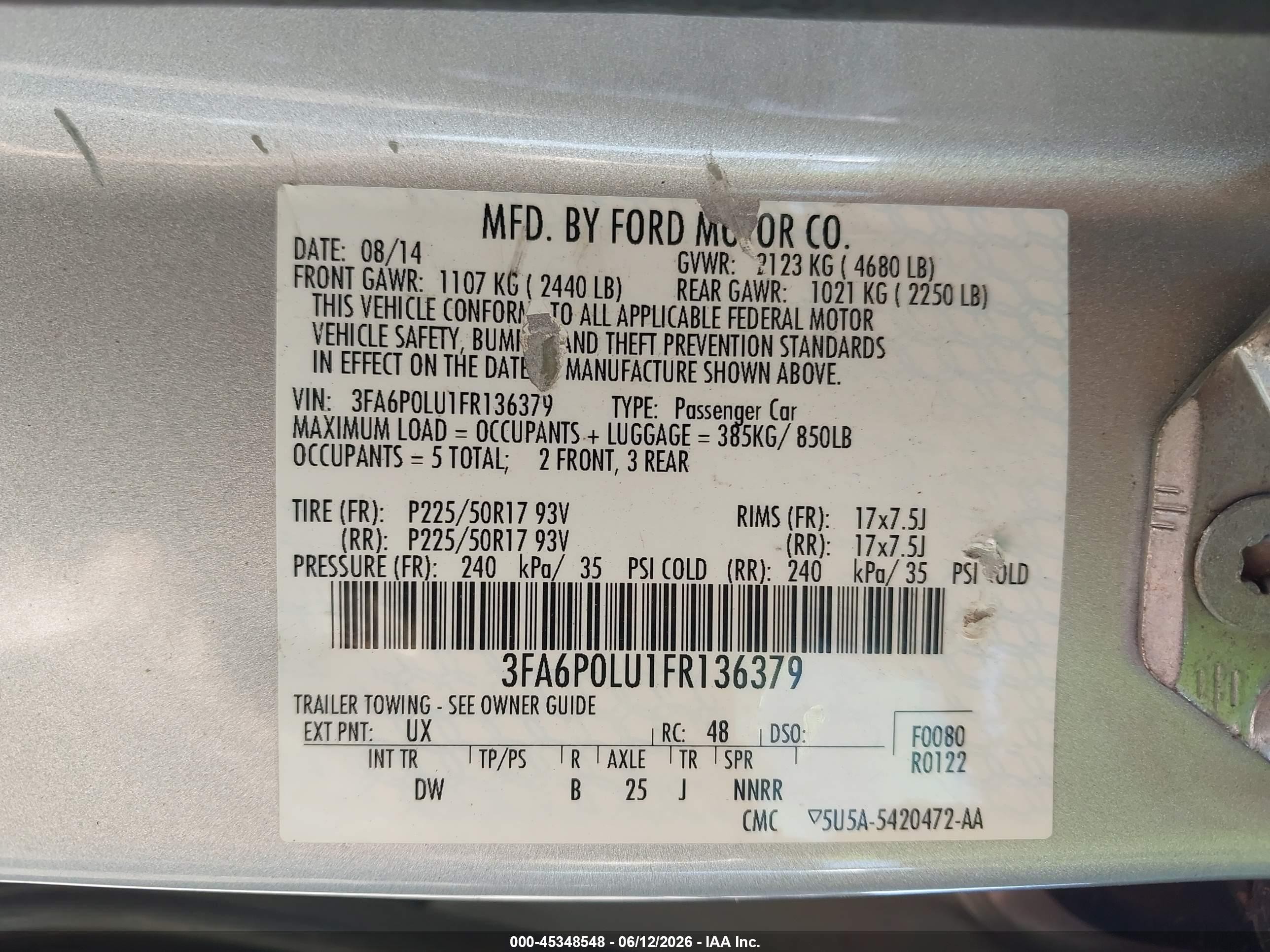 2015 Ford Fusion Hybrid Se Silver vin: 3FA6P0LU1FR136379
