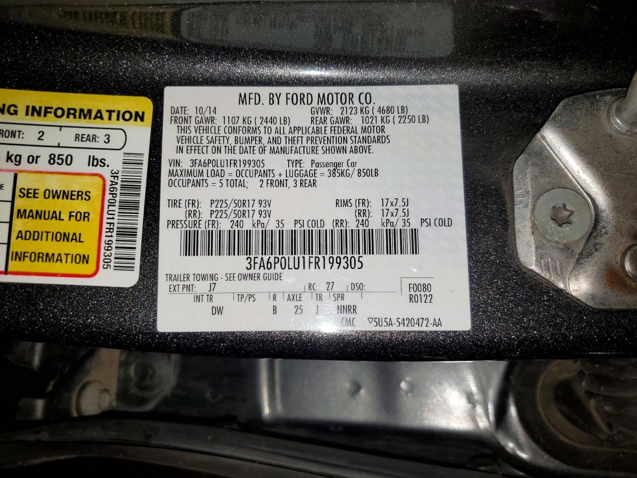 2015 Ford Fusion Se Hybrid Gray vin: 3FA6P0LU1FR199305
