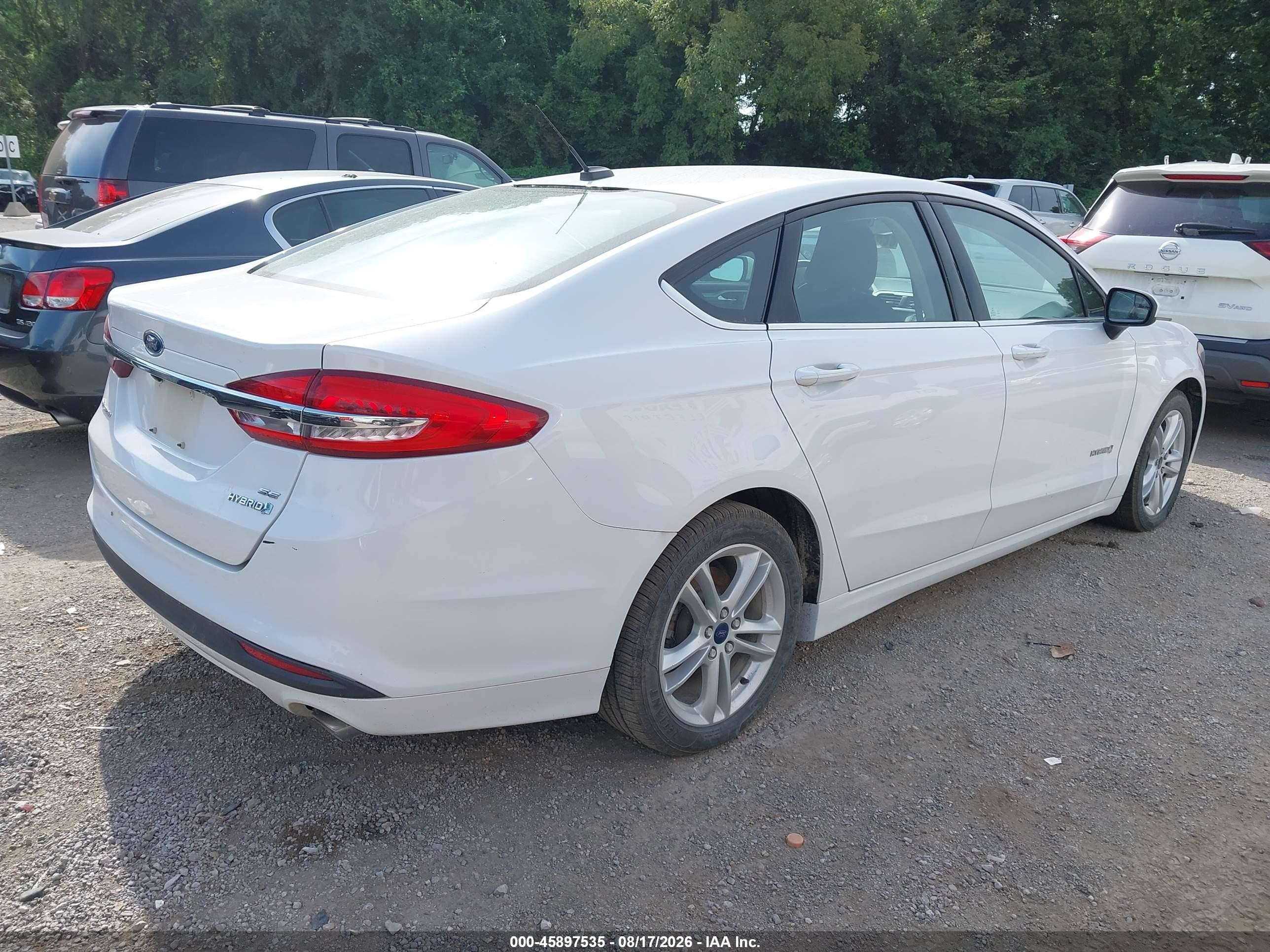 2018 Ford Fusion Hybrid Se White vin: 3FA6P0LU1JR209355