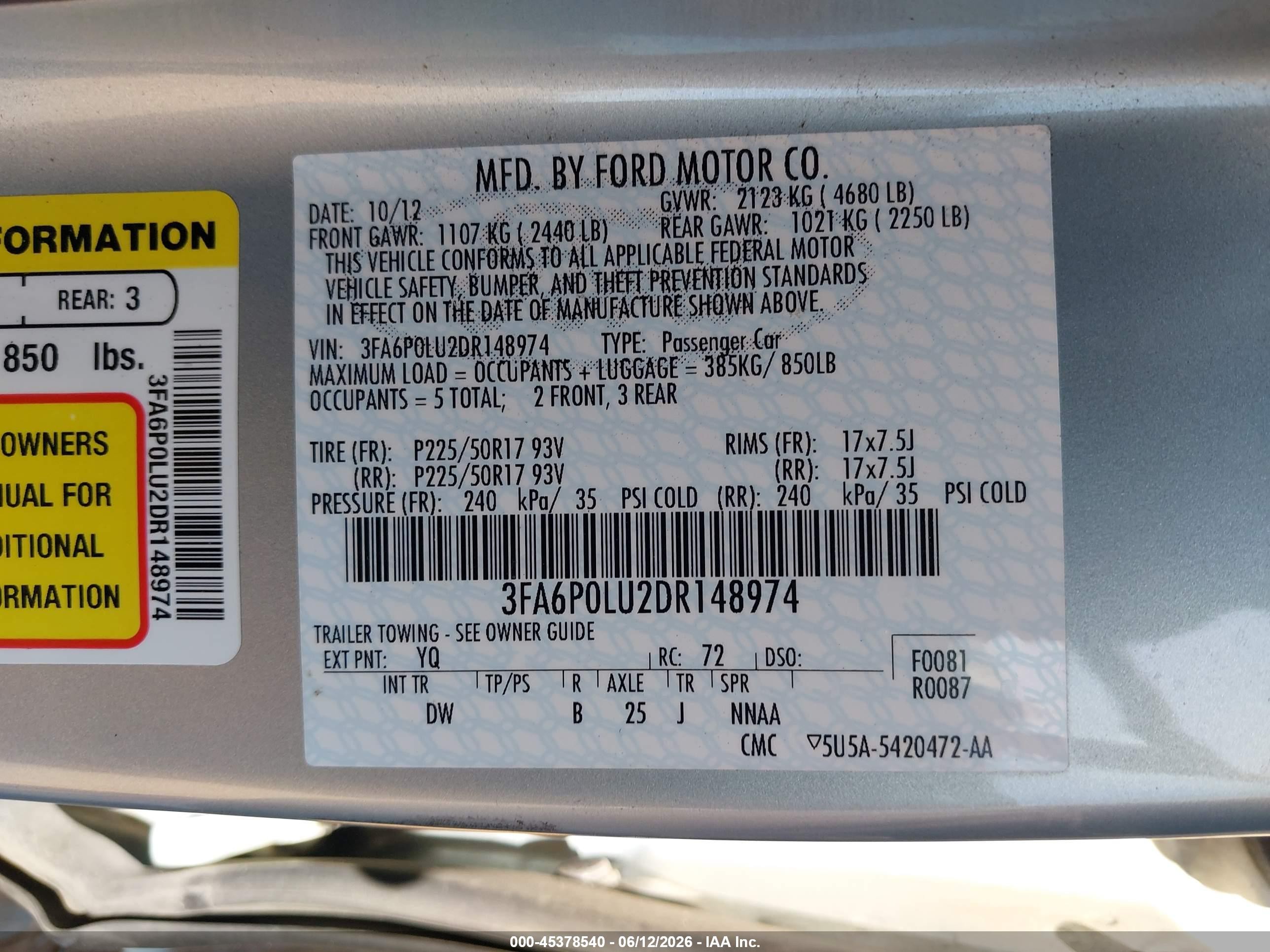 2013 Ford Fusion Hybrid Se Бирюзовый vin: 3FA6P0LU2DR148974