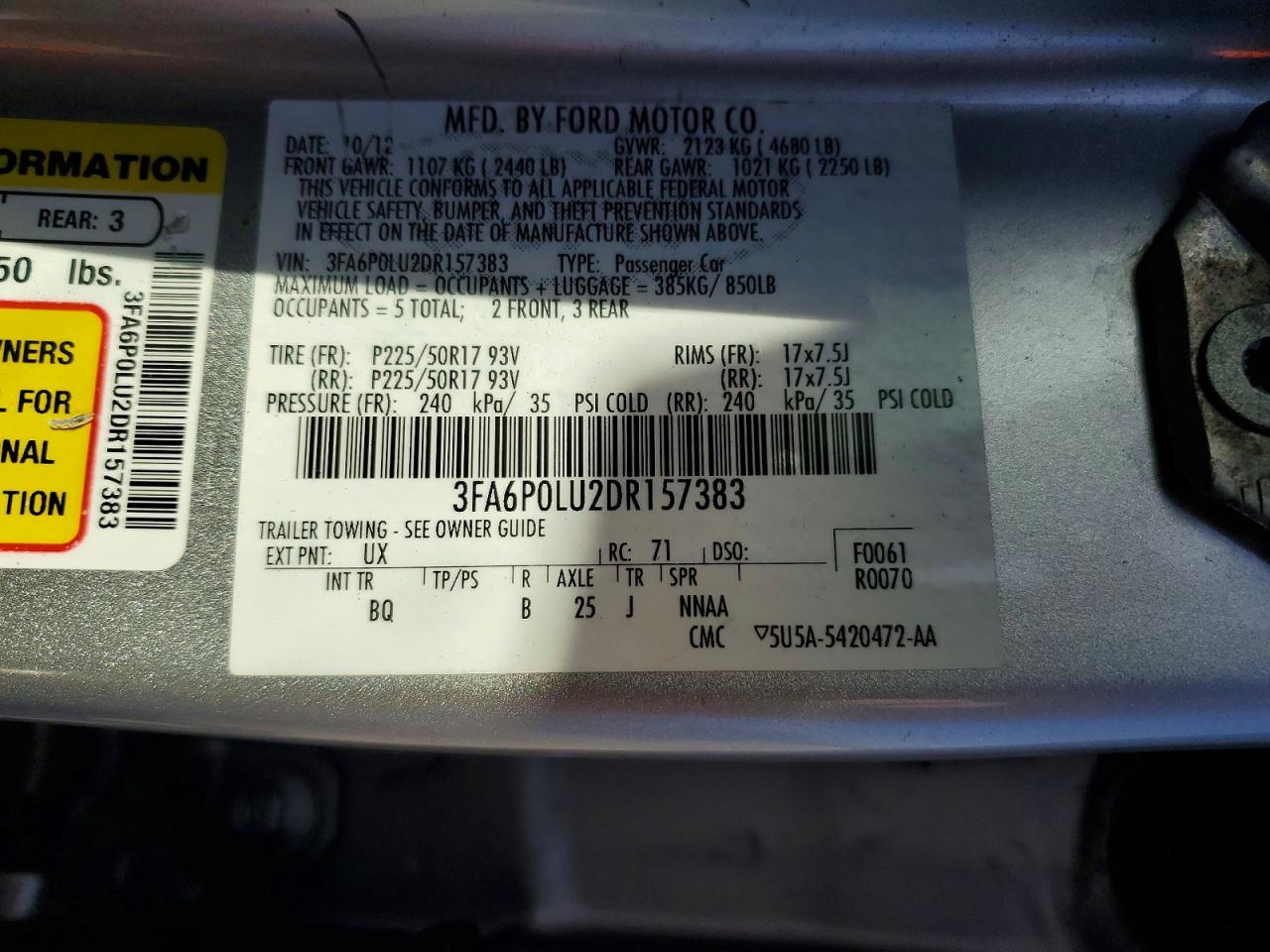 2013 Ford Fusion Se Hybrid Silver vin: 3FA6P0LU2DR157383
