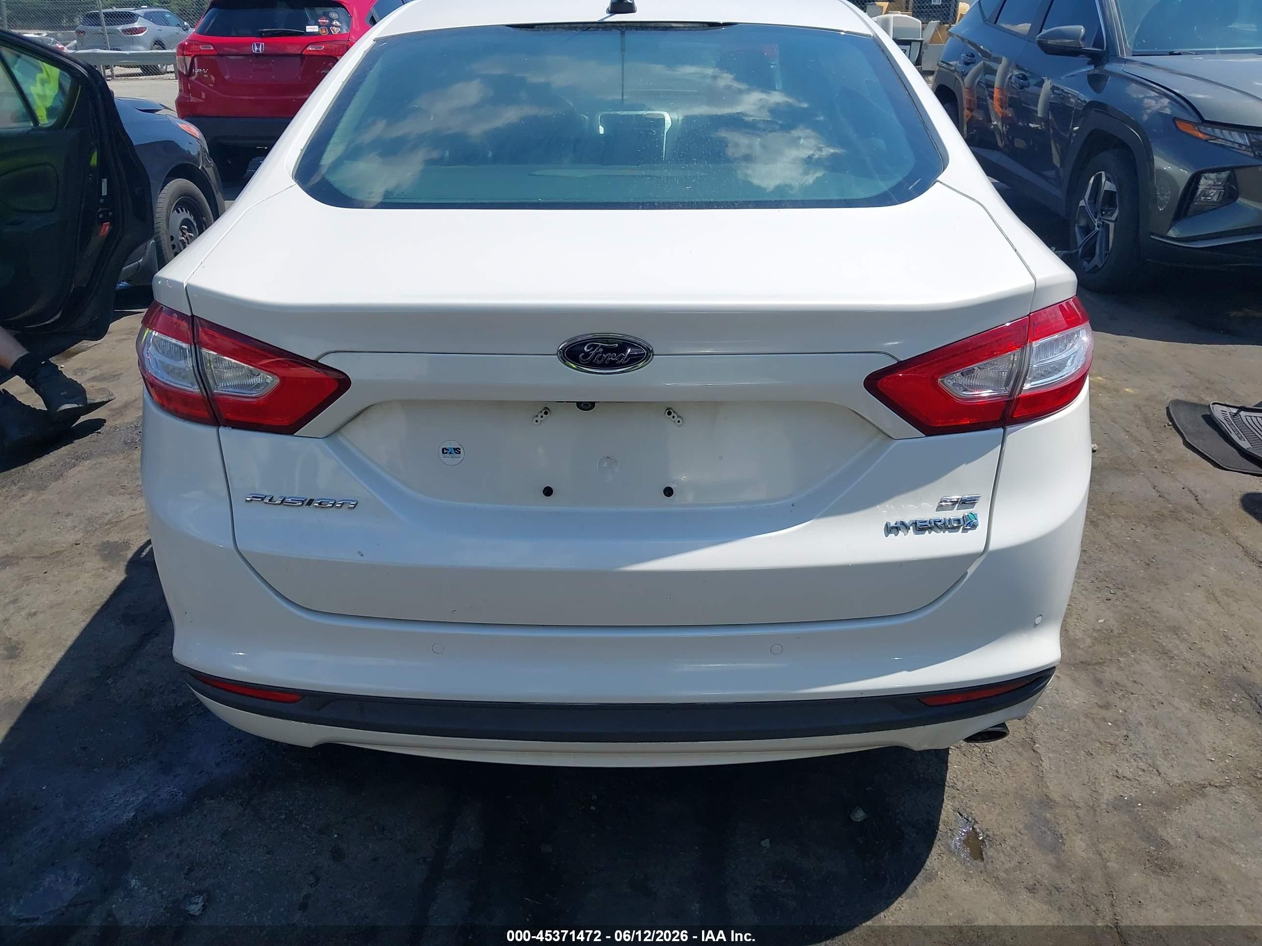 2013 Ford Fusion Hybrid Se White vin: 3FA6P0LU2DR233314