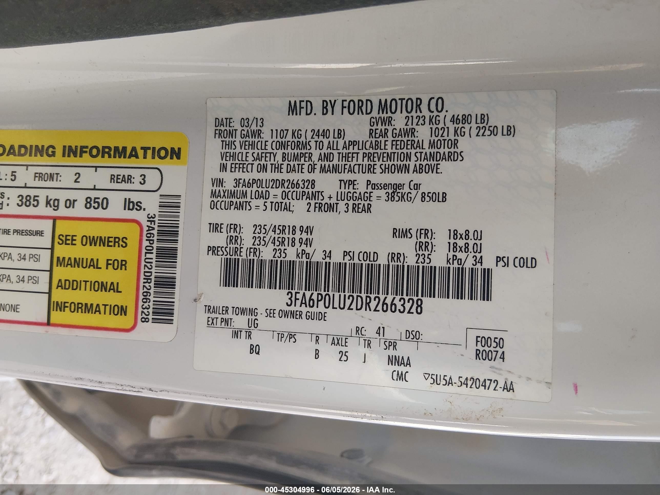 2013 Ford Fusion Hybrid Se White vin: 3FA6P0LU2DR266328