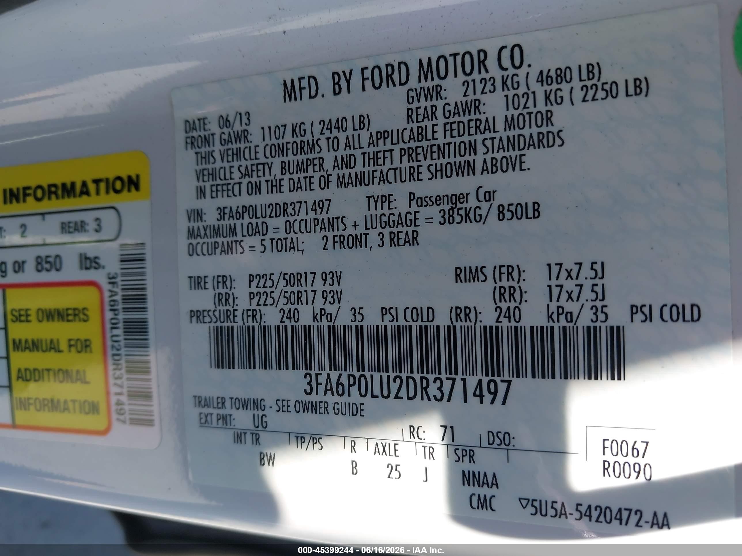 2013 Ford Fusion Hybrid Se White vin: 3FA6P0LU2DR371497