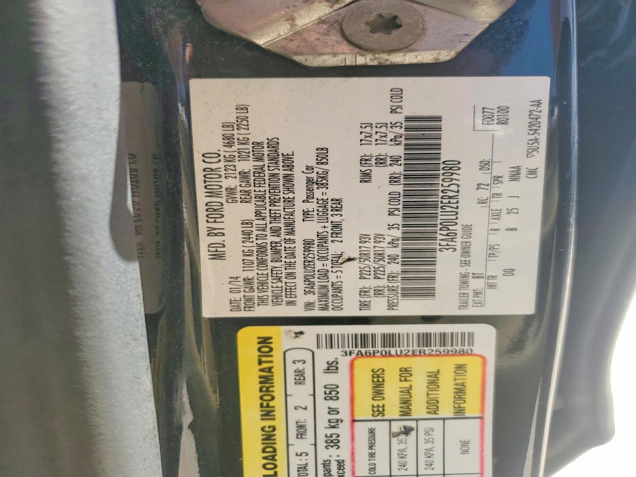 2014 Ford Fusion Se Hybrid Black vin: 3FA6P0LU2ER259980