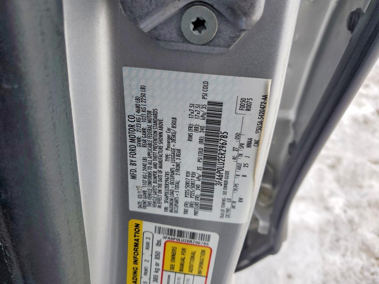 2014 Ford Fusion Se Hybrid Silver vin: 3FA6P0LU2ER296785
