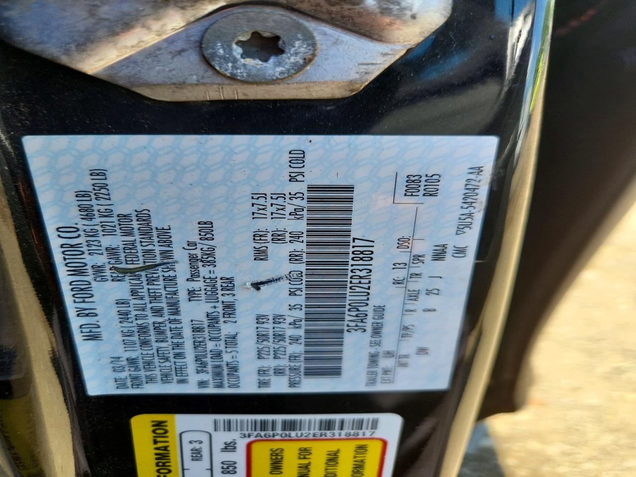 2014 Ford Fusion Se Hybrid Черный vin: 3FA6P0LU2ER318817