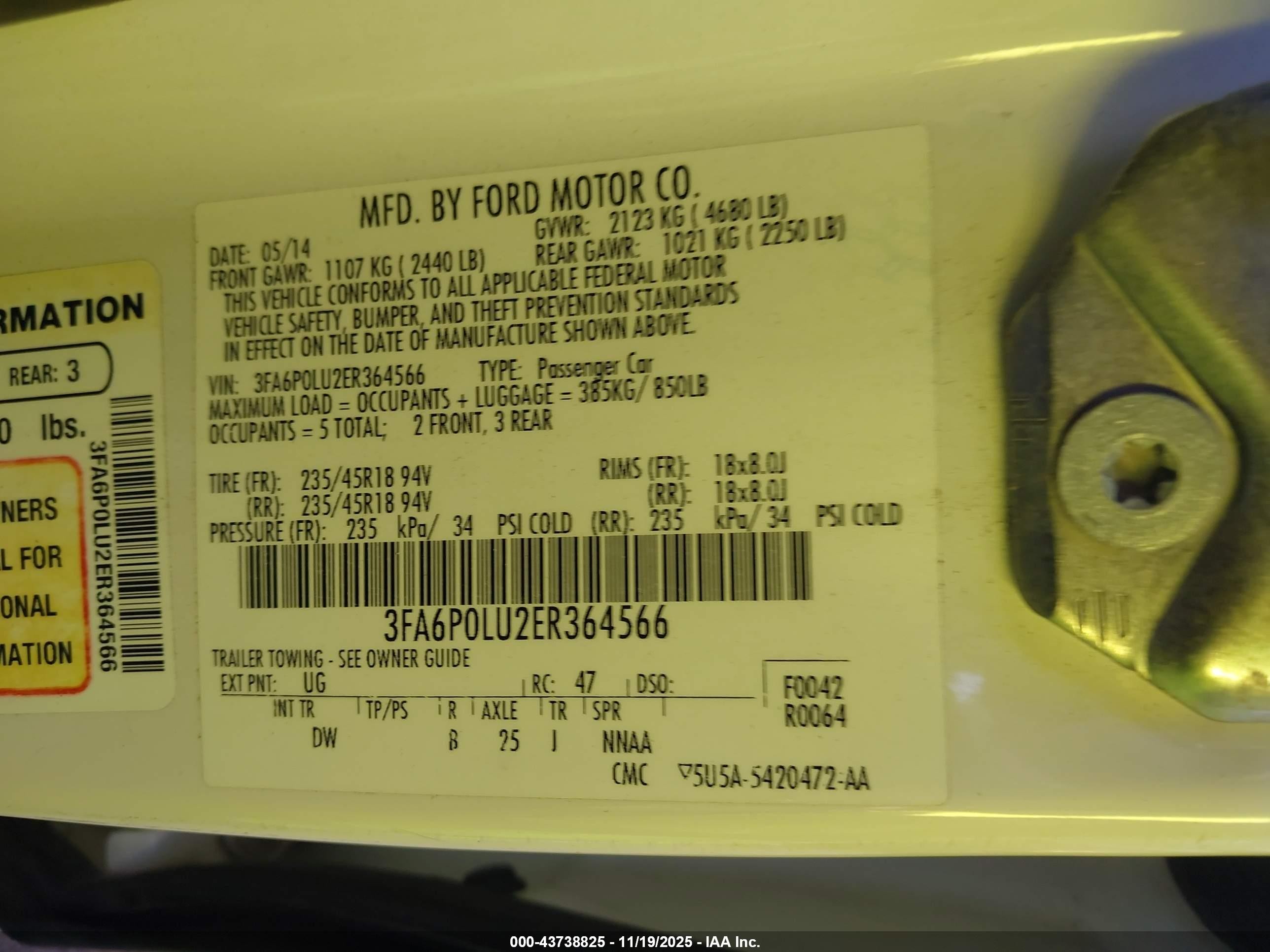 2014 Ford Fusion Hybrid Se White vin: 3FA6P0LU2ER364566