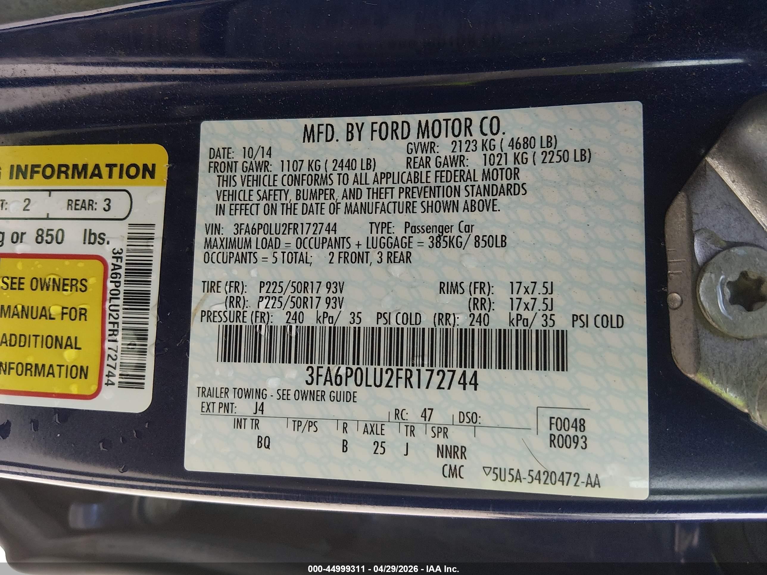 2015 Ford Fusion Hybrid Se Синий vin: 3FA6P0LU2FR172744